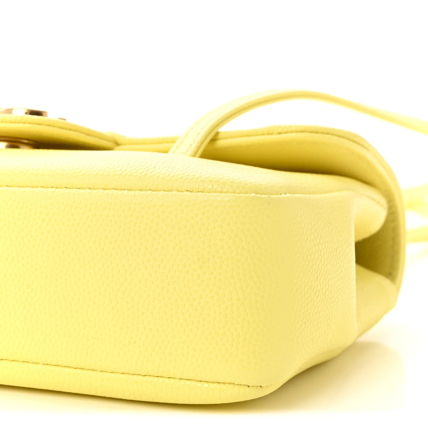 Shiny Caviar Preppy Coco Shoulder Bag Light Yellow - Image 10