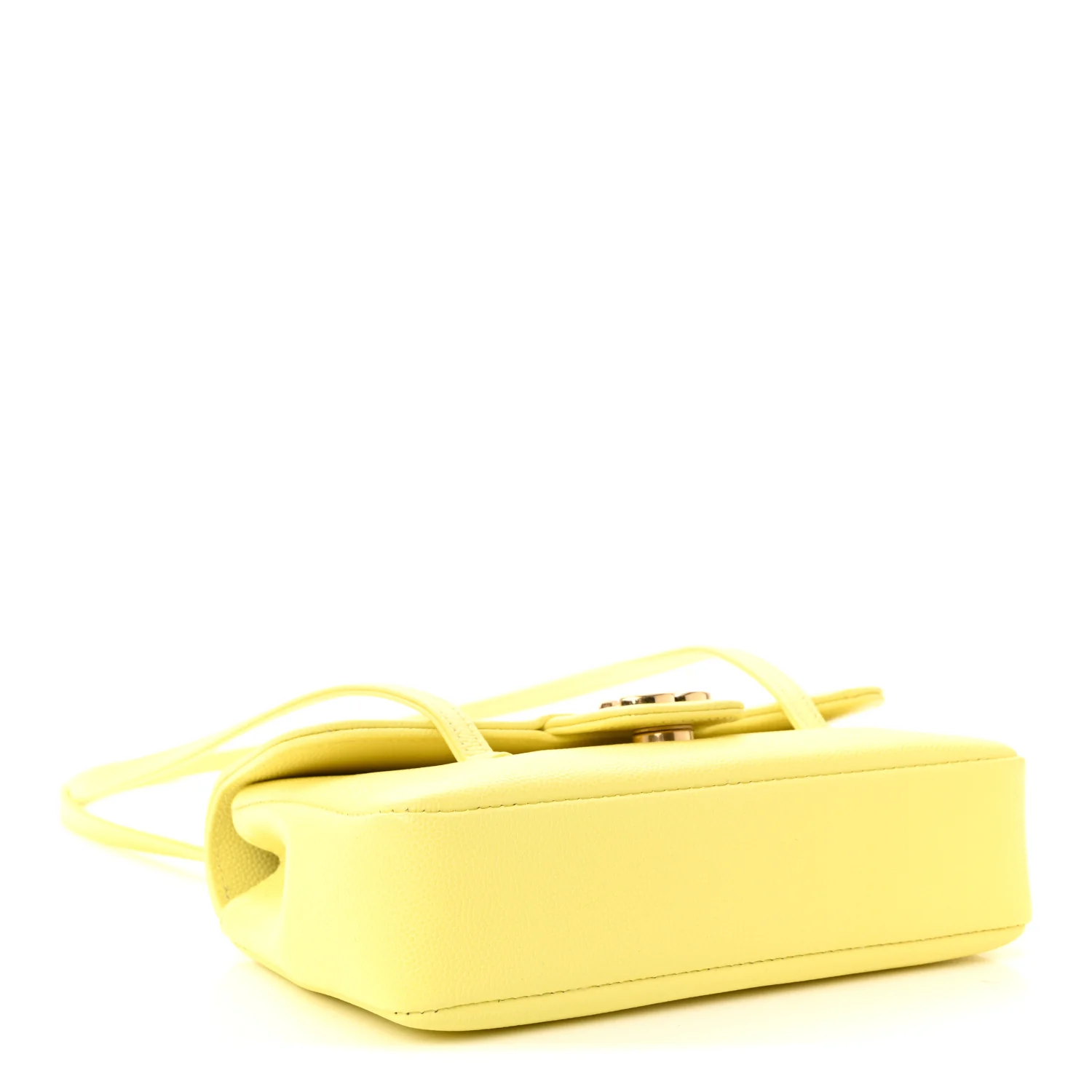 Shiny Caviar Preppy Coco Shoulder Bag Light Yellow - Image 4