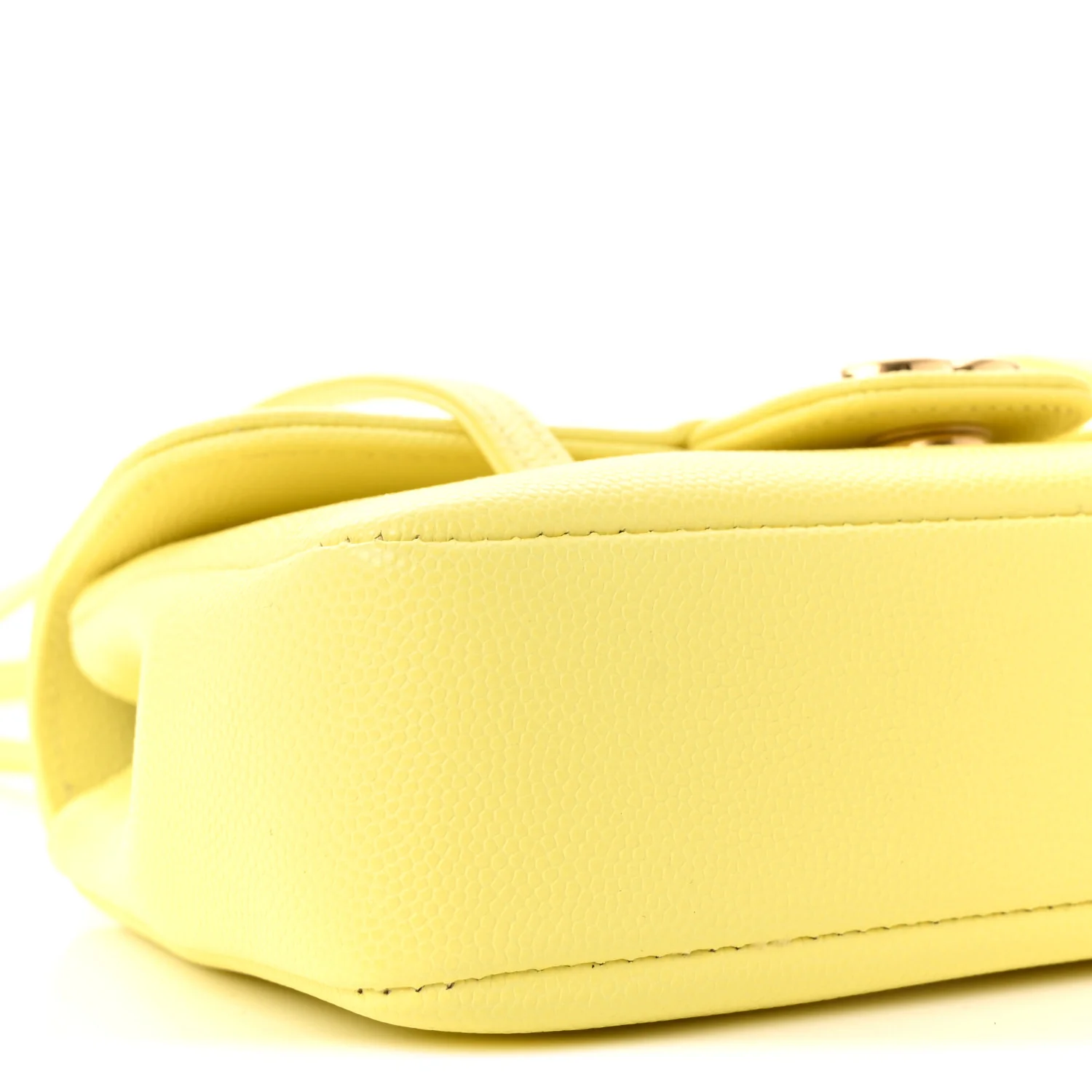 Shiny Caviar Preppy Coco Shoulder Bag Light Yellow - Image 9