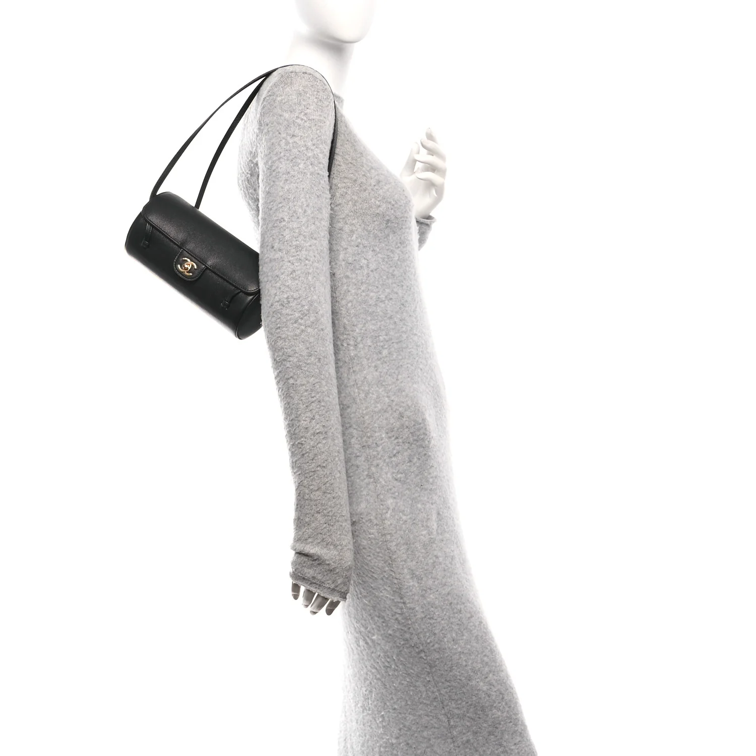 Shiny Caviar Preppy Coco Small Bowling Bag Black - Image 2