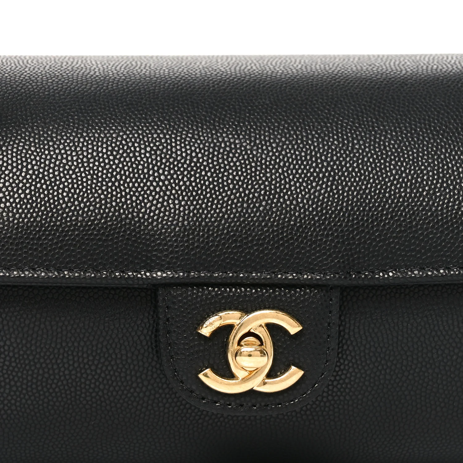 Shiny Caviar Preppy Coco Small Bowling Bag Black - Image 8