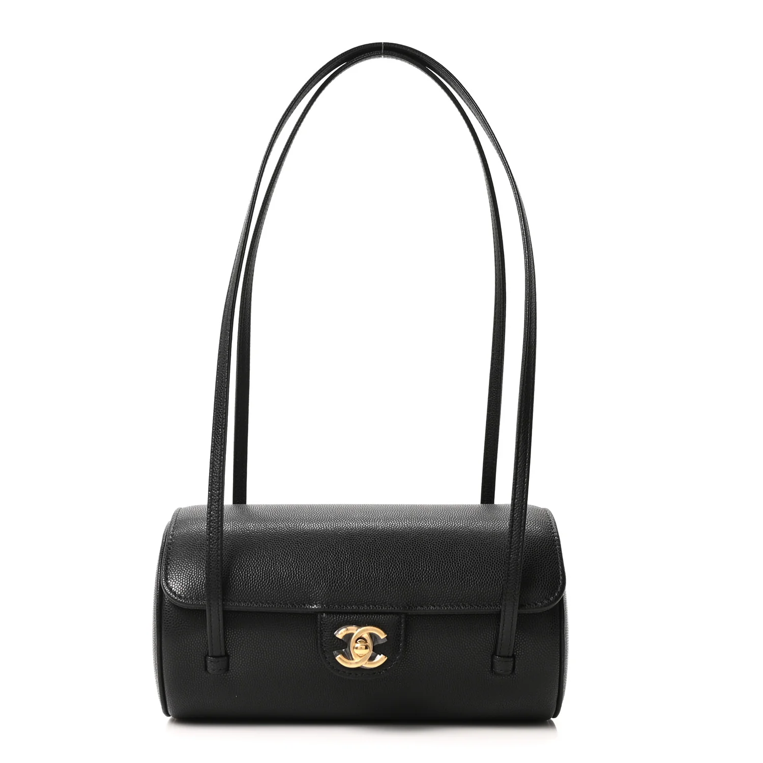 Shiny Caviar Preppy Coco Small Bowling Bag Black - Image 2