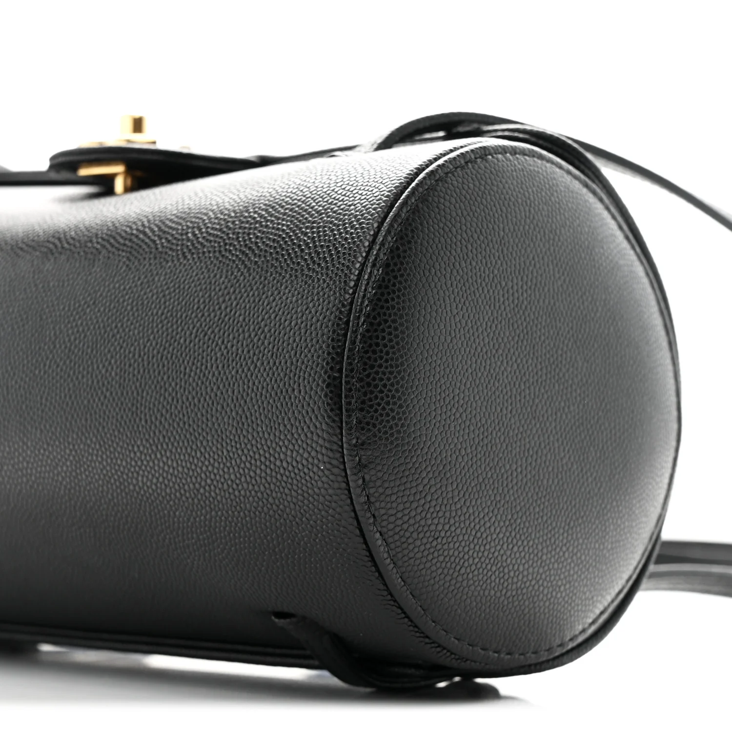 Shiny Caviar Preppy Coco Small Bowling Bag Black - Image 10