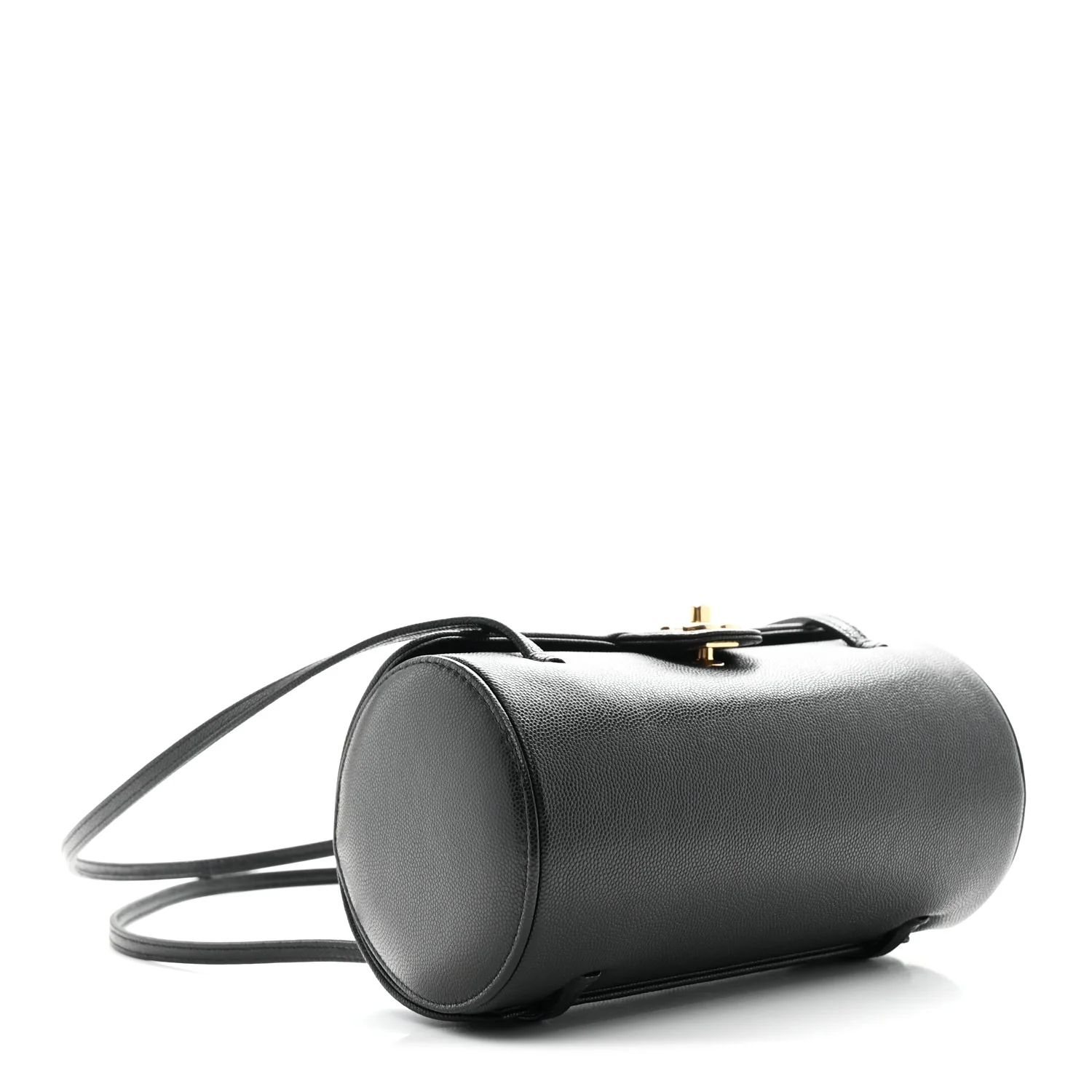 Shiny Caviar Preppy Coco Small Bowling Bag Black - Image 4