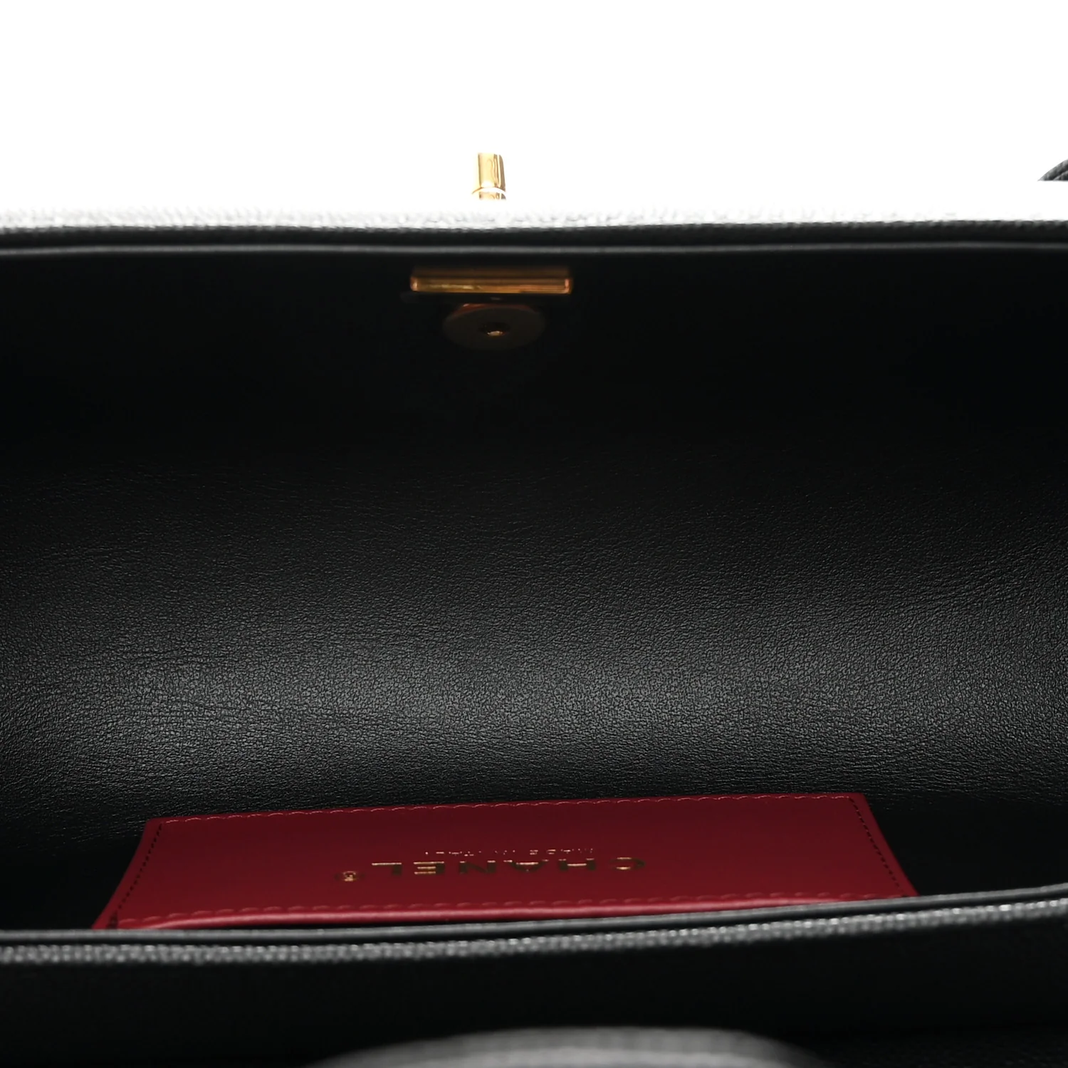 Shiny Caviar Preppy Coco Small Bowling Bag Black - Image 5