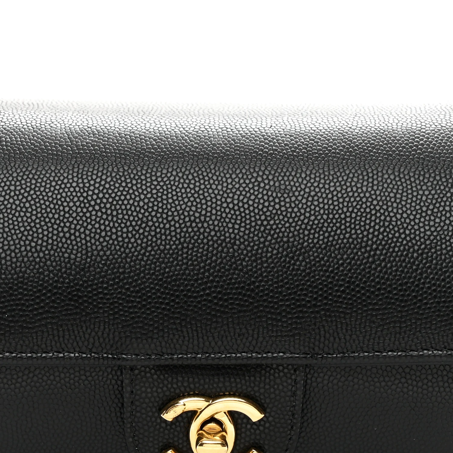 Shiny Caviar Preppy Coco Small Bowling Bag Black - Image 8