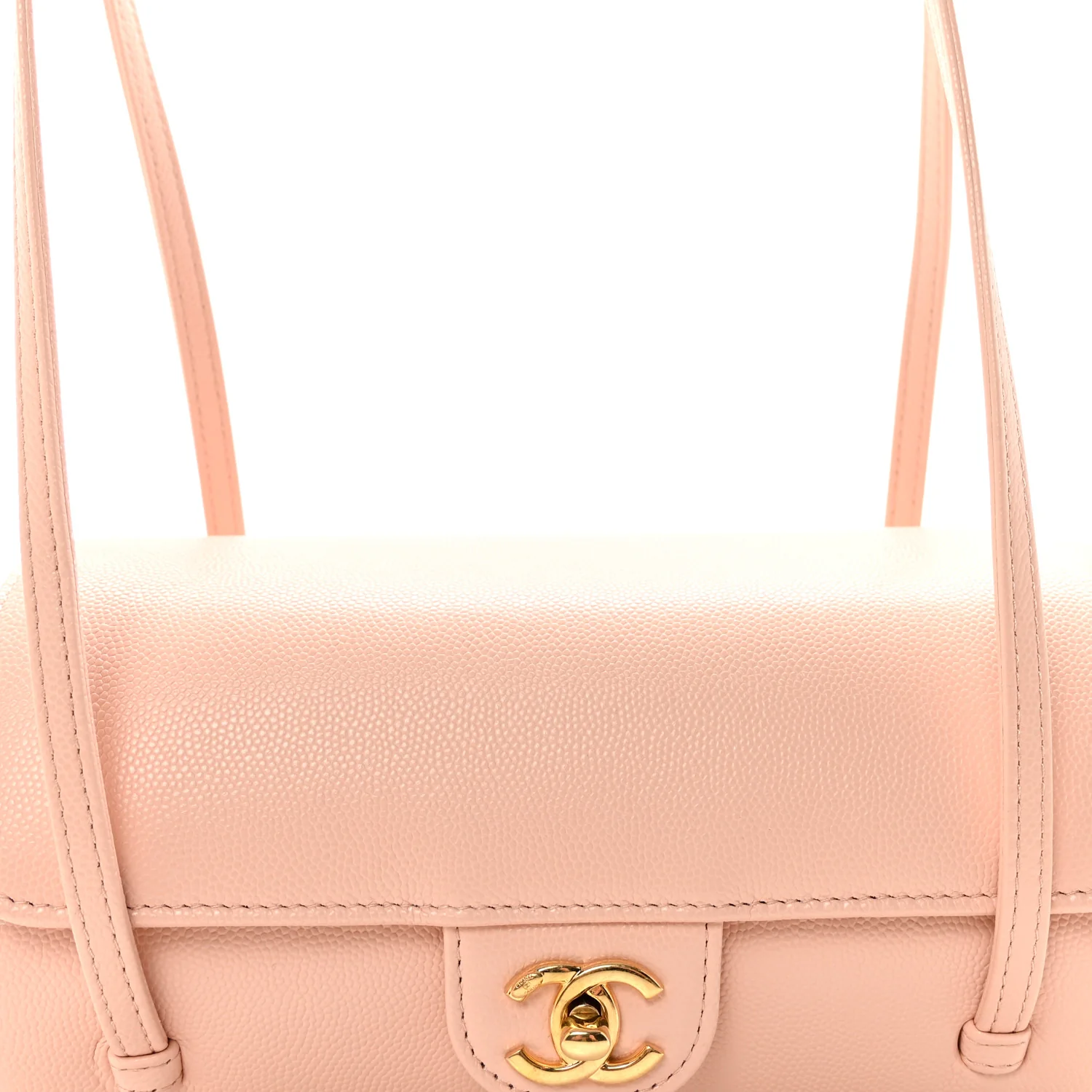 Shiny Caviar Preppy Coco Small Bowling Bag Light Pink - Image 8