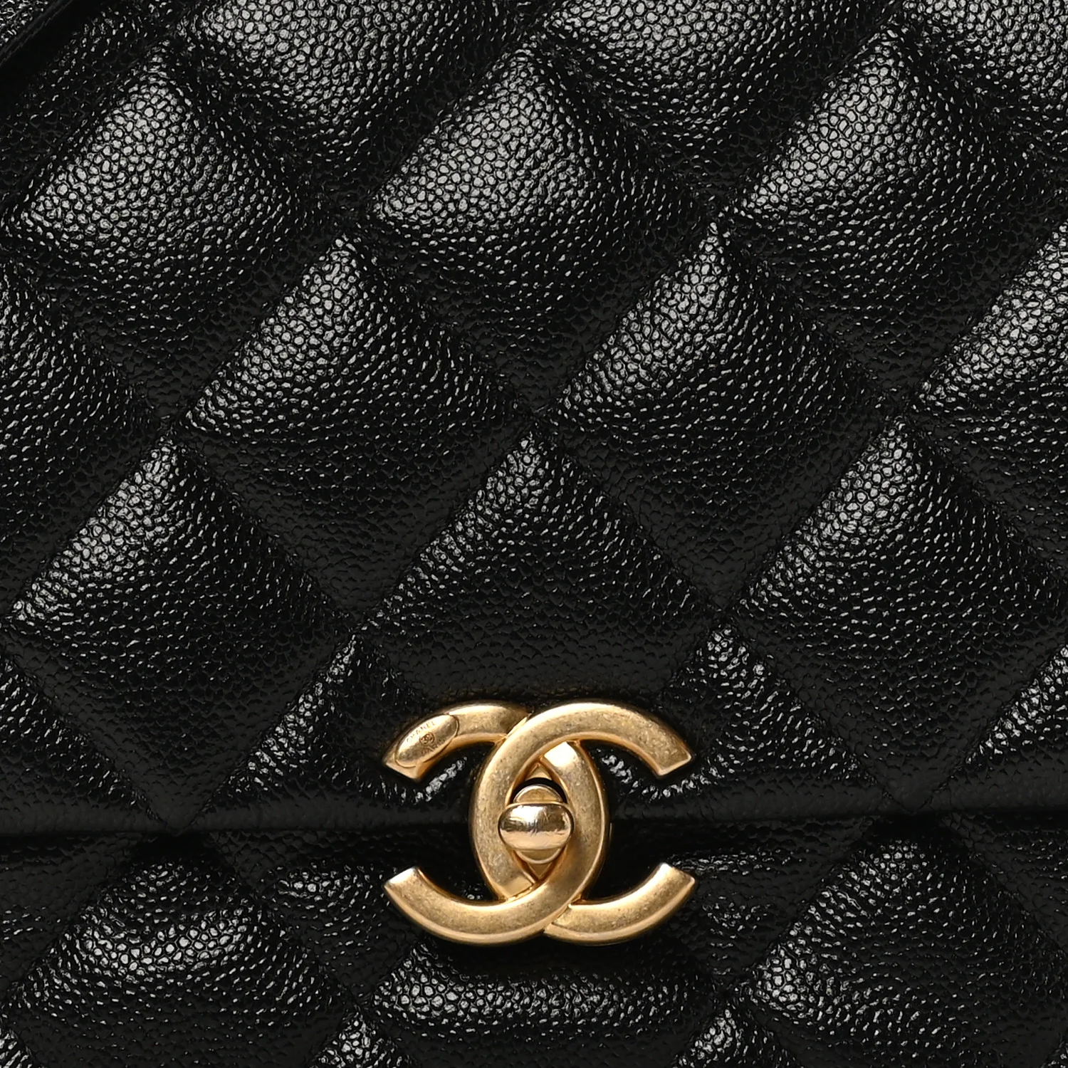 Shiny Caviar Quilted Large Chain Melody Flap Black - Image 14