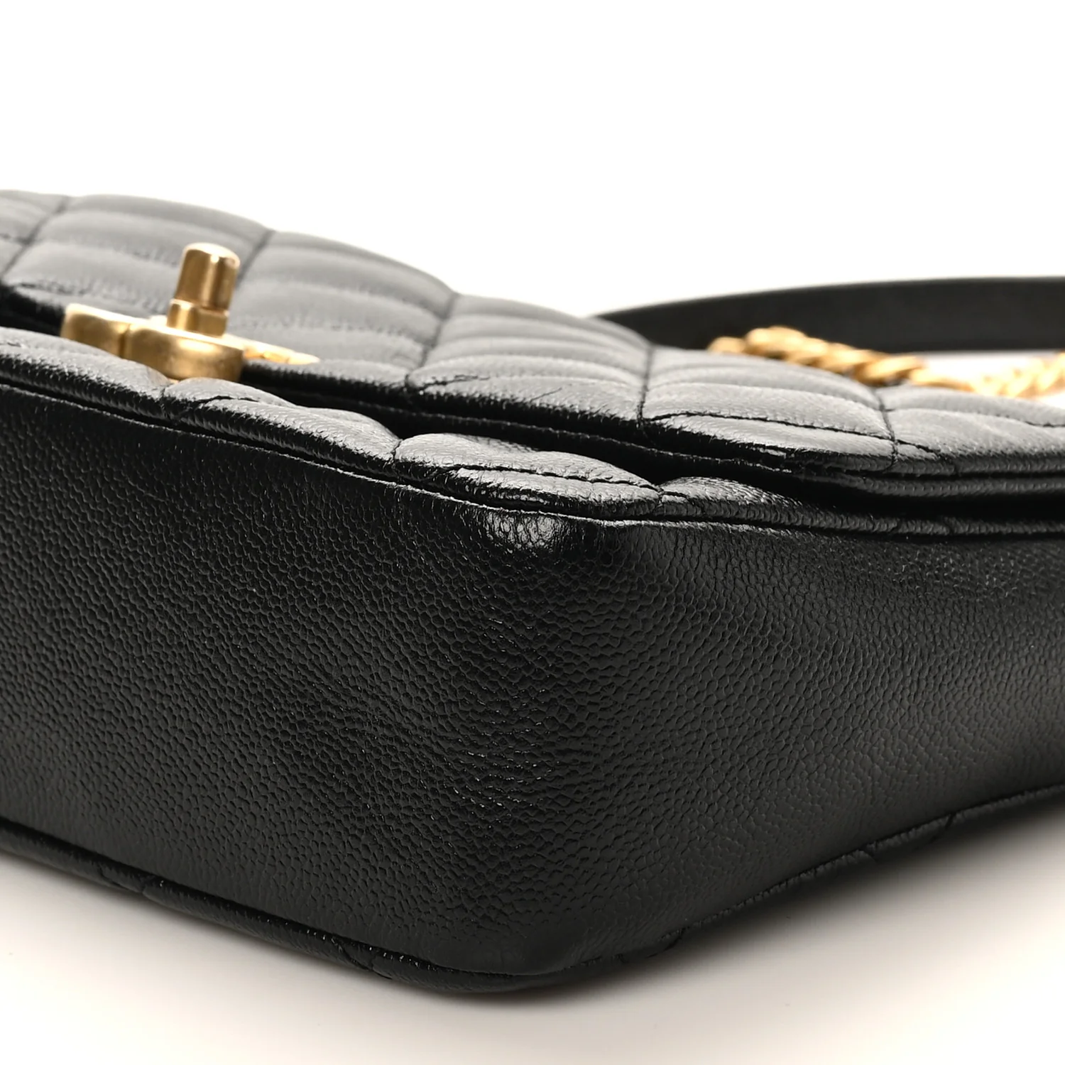 Shiny Caviar Quilted Large Chain Melody Flap Black - Image 18