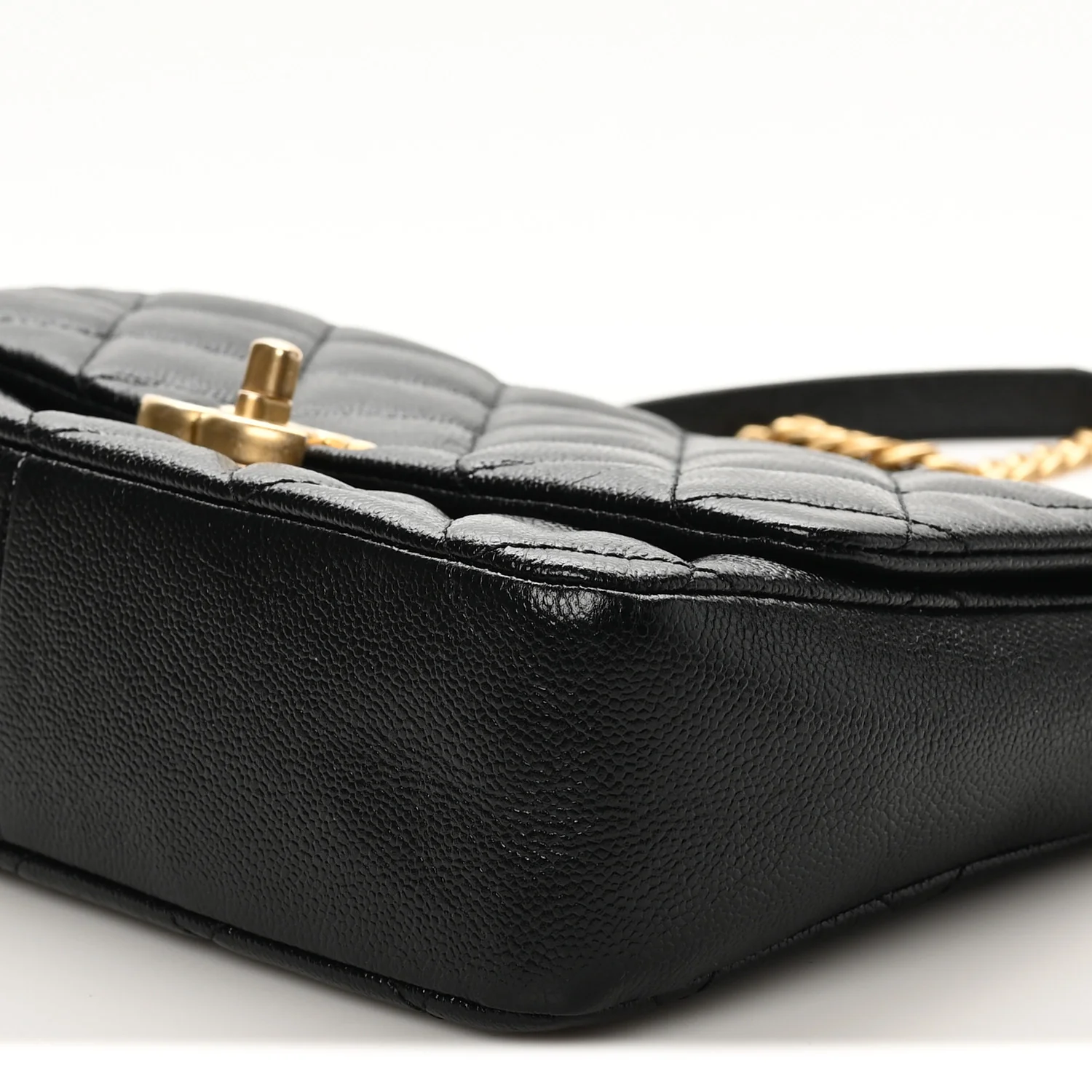 Shiny Caviar Quilted Large Chain Melody Flap Black - Image 19