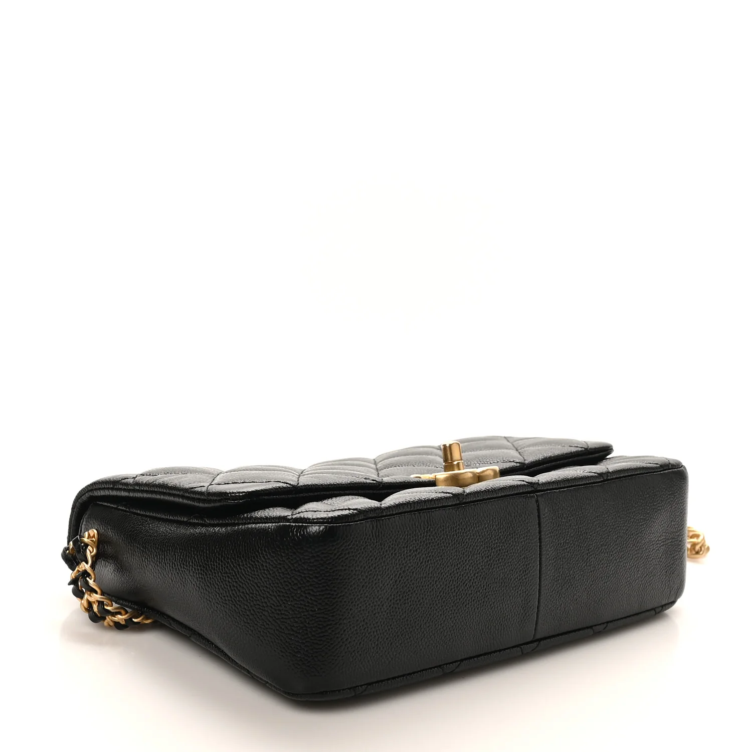 Shiny Caviar Quilted Large Chain Melody Flap Black - Image 5