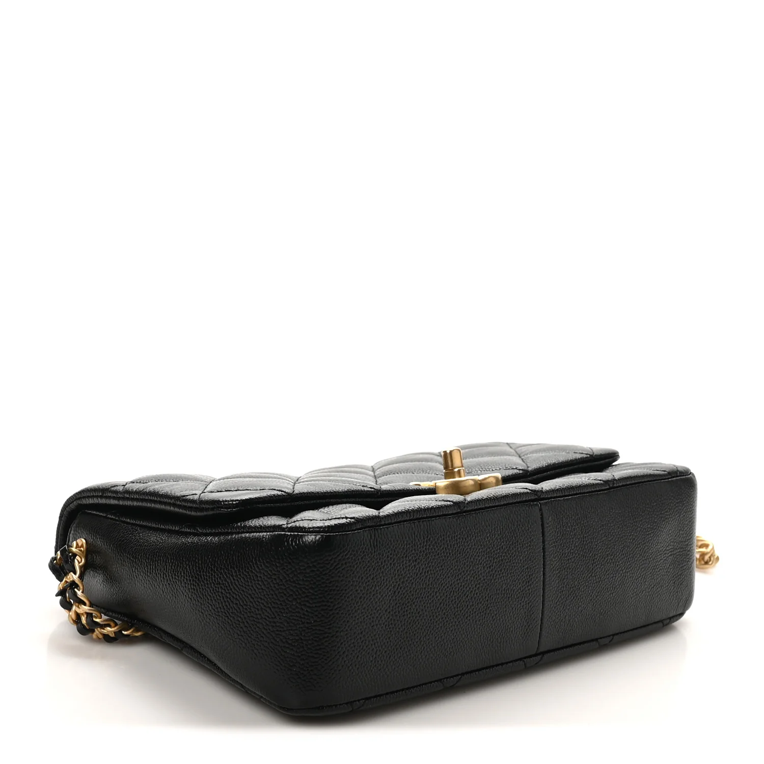 Shiny Caviar Quilted Large Chain Melody Flap Black - Image 7