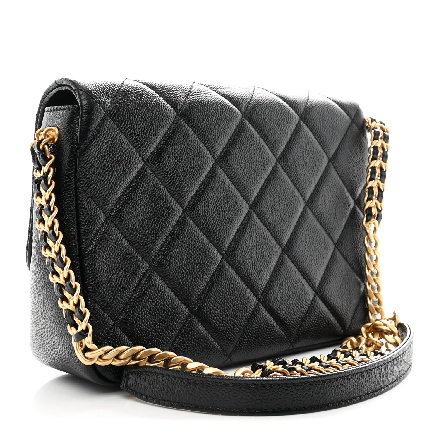 Shiny Caviar Quilted Small Chain Melody Flap Black - Image 3