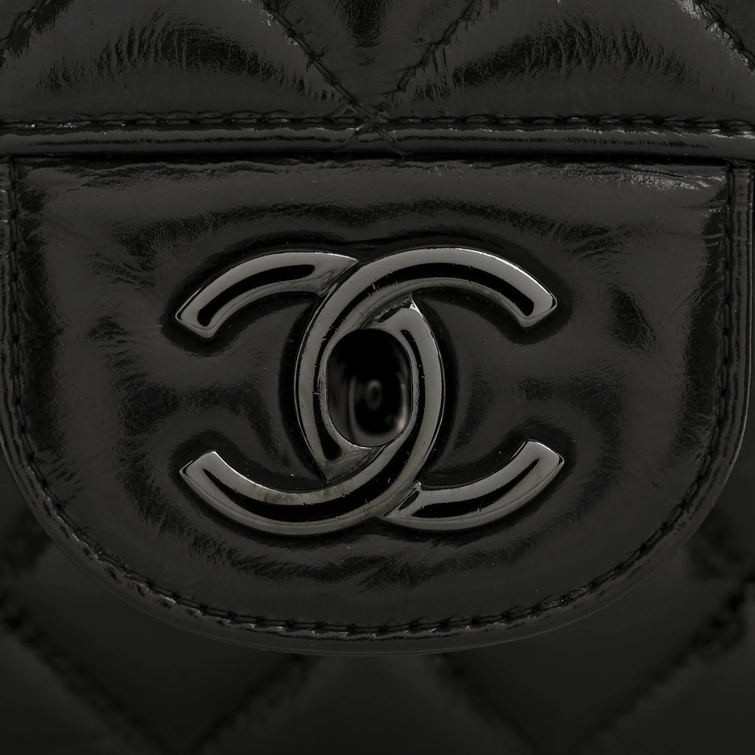 Shiny Crumpled Calfskin Quilted Medium Double Flap So Black - Image 13
