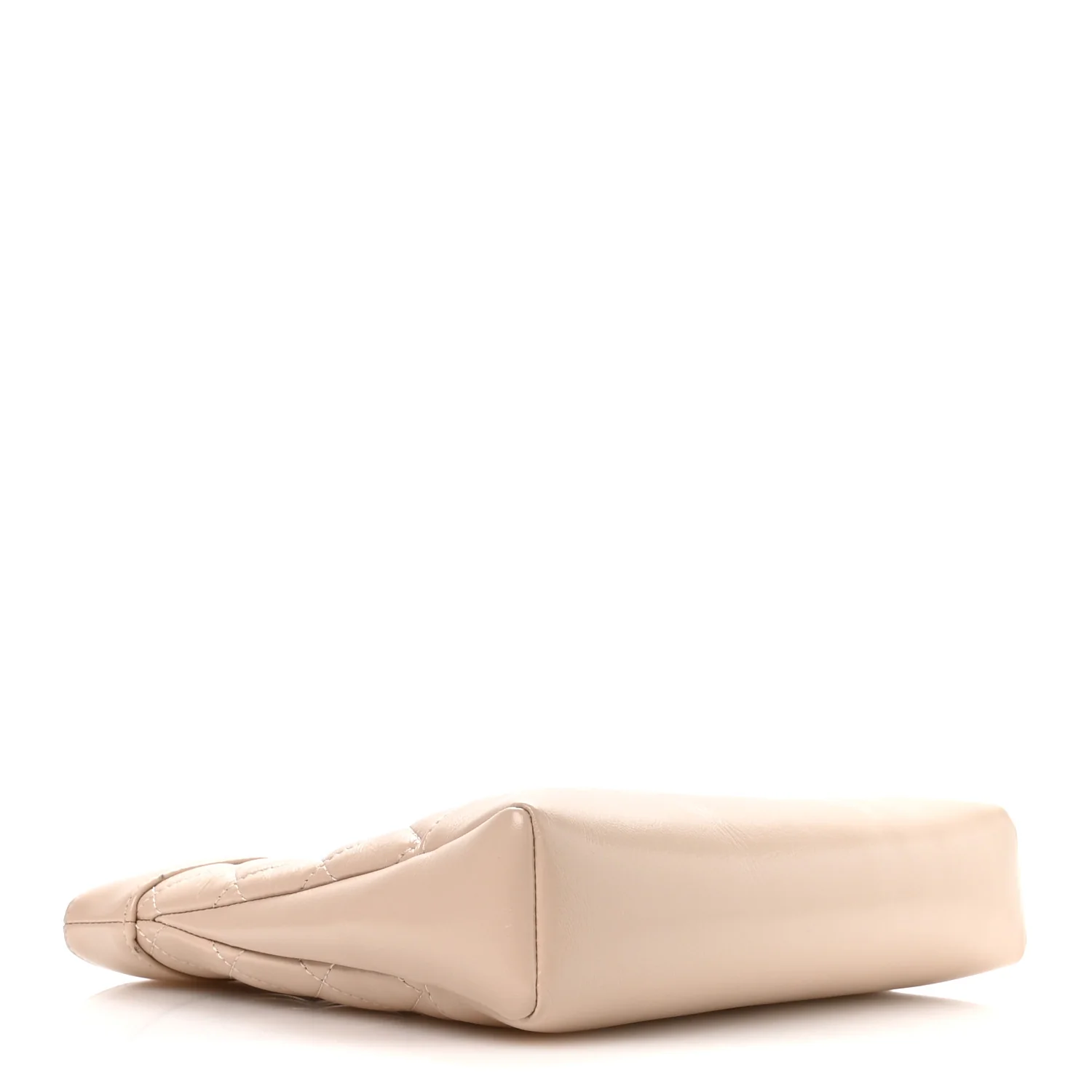 Shiny Crumpled Calfskin Quilted Mini 31 Shopping Bag Beige - Image 4