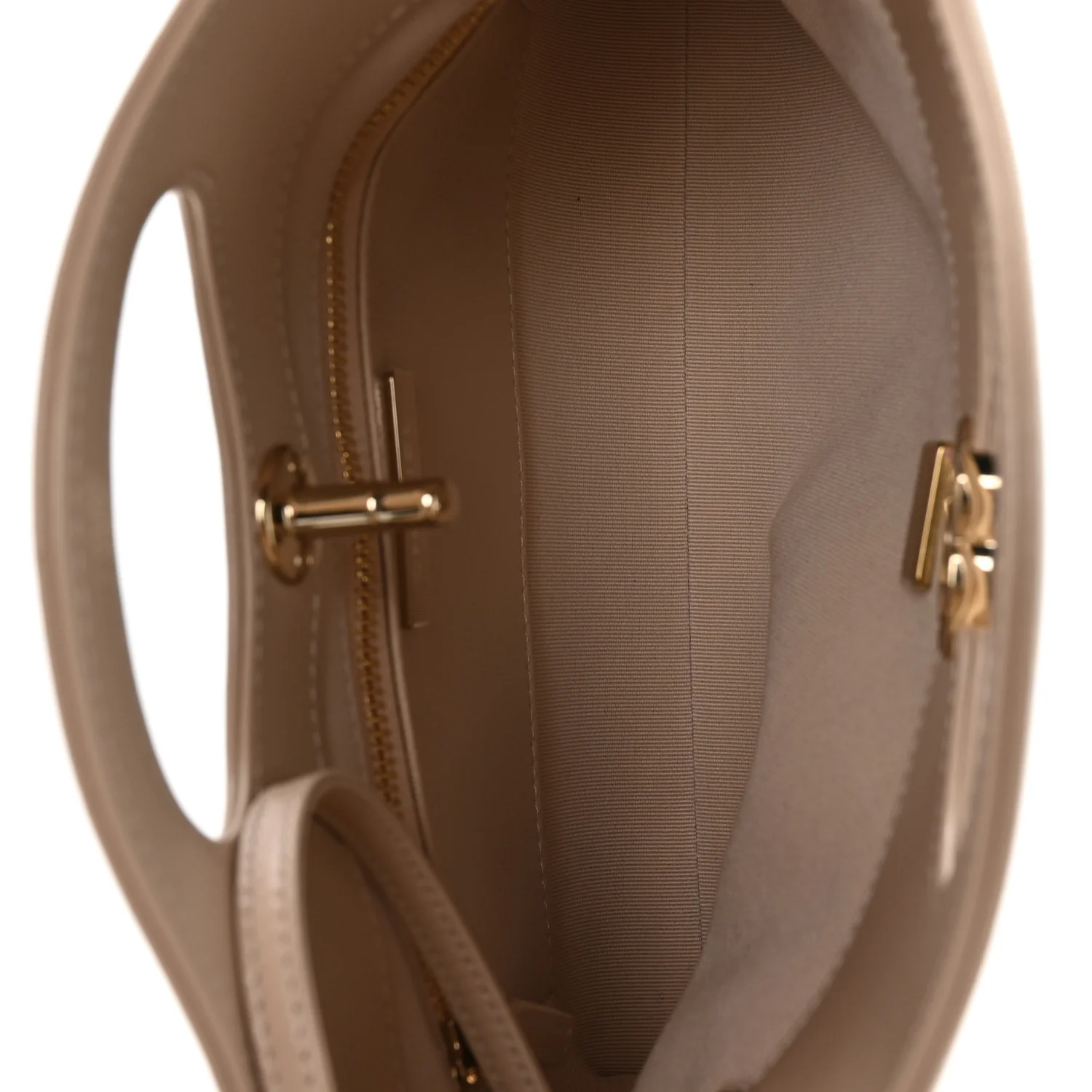 Shiny Crumpled Calfskin Quilted Mini 31 Shopping Bag Beige - Image 5