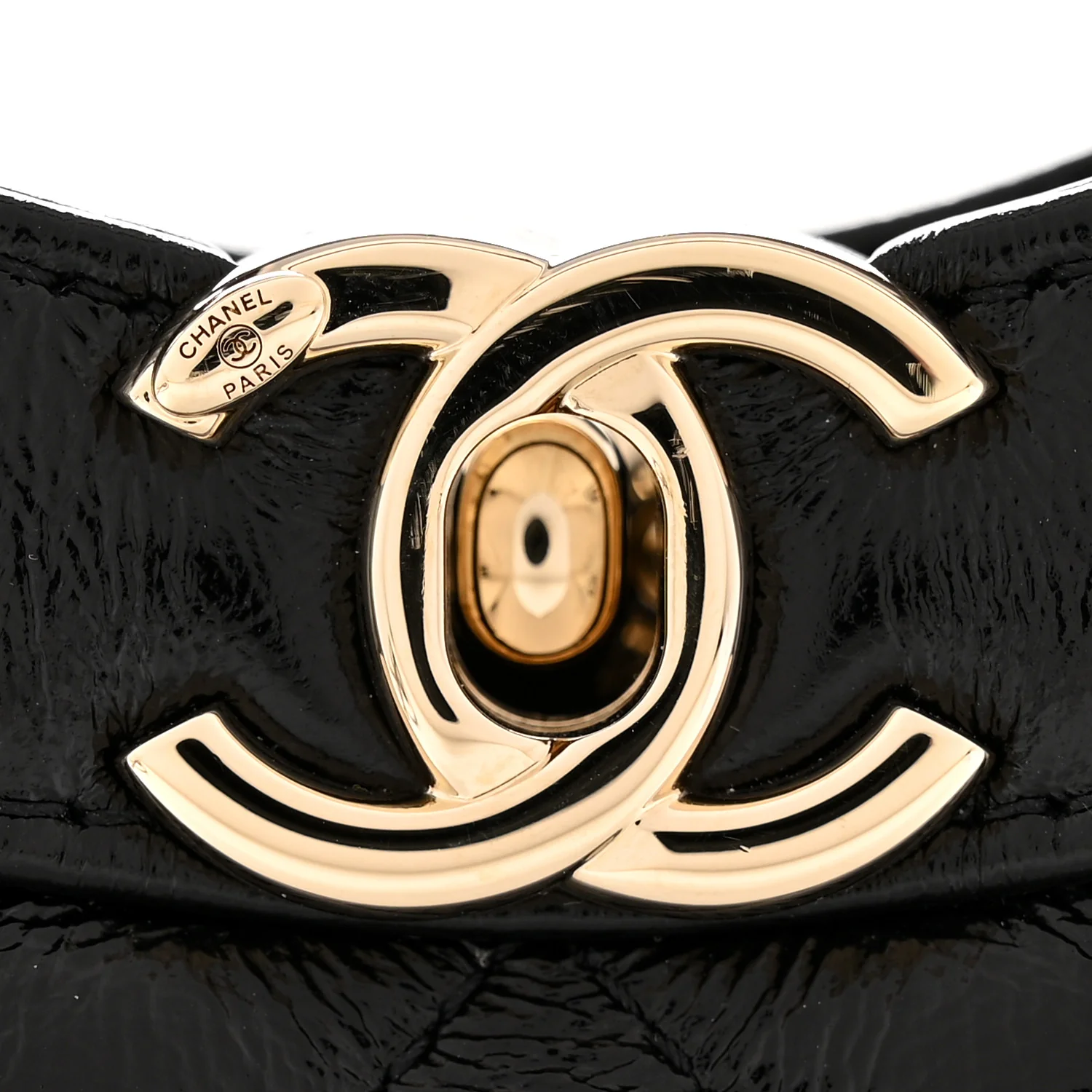 Shiny Crumpled Calfskin Quilted Mini 31 Shopping Bag Black - Image 10