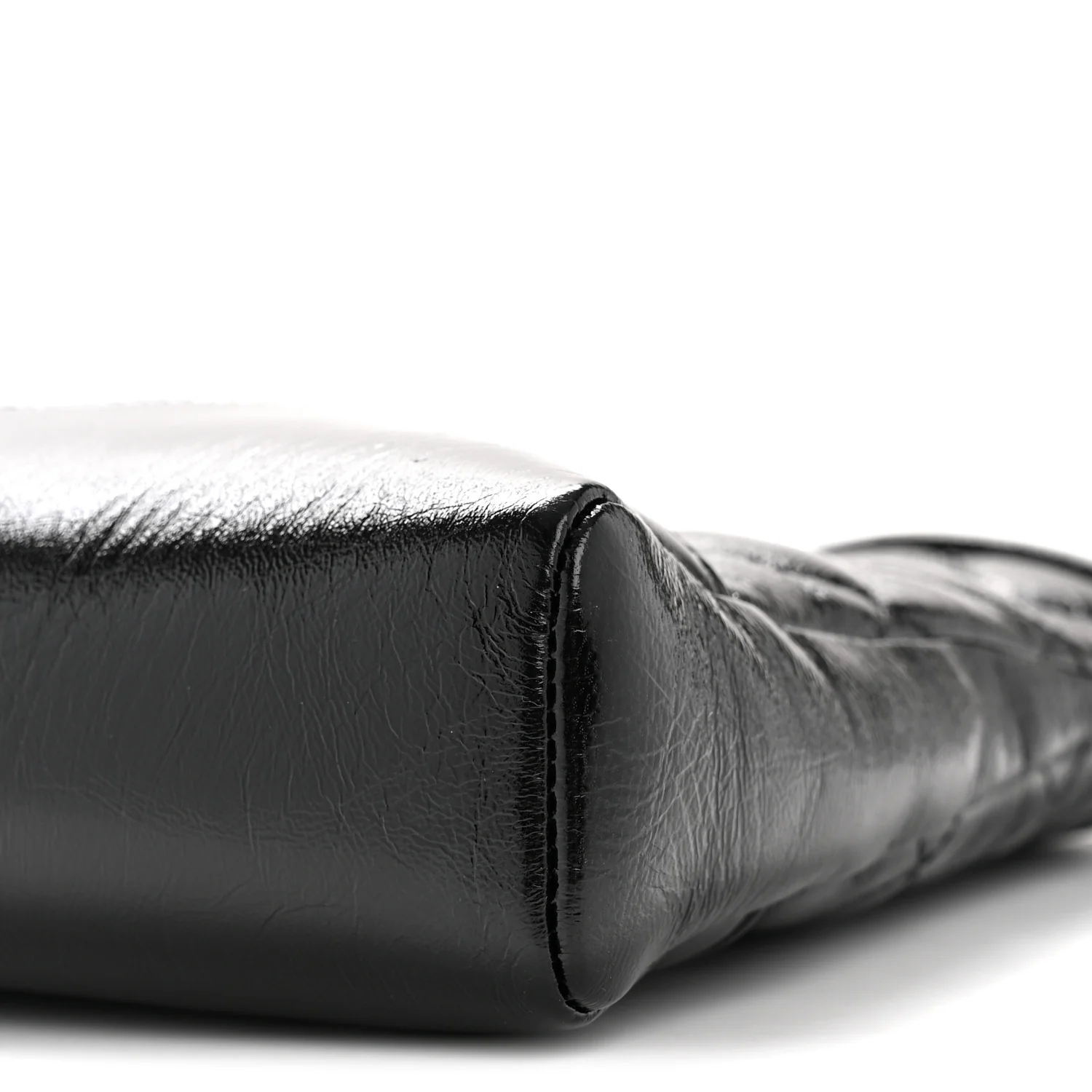 Shiny Crumpled Calfskin Quilted Mini 31 Shopping Bag Black - Image 9