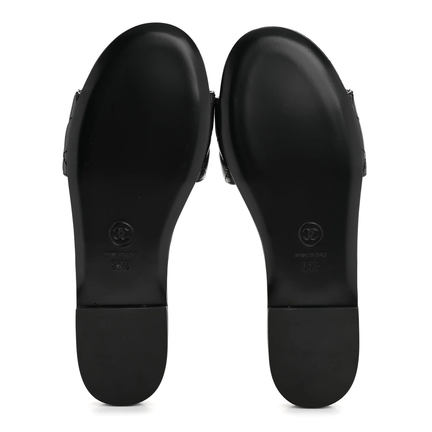 Shiny Goatskin Quilted CC Mules Sandals 36.5 Black - Image 11