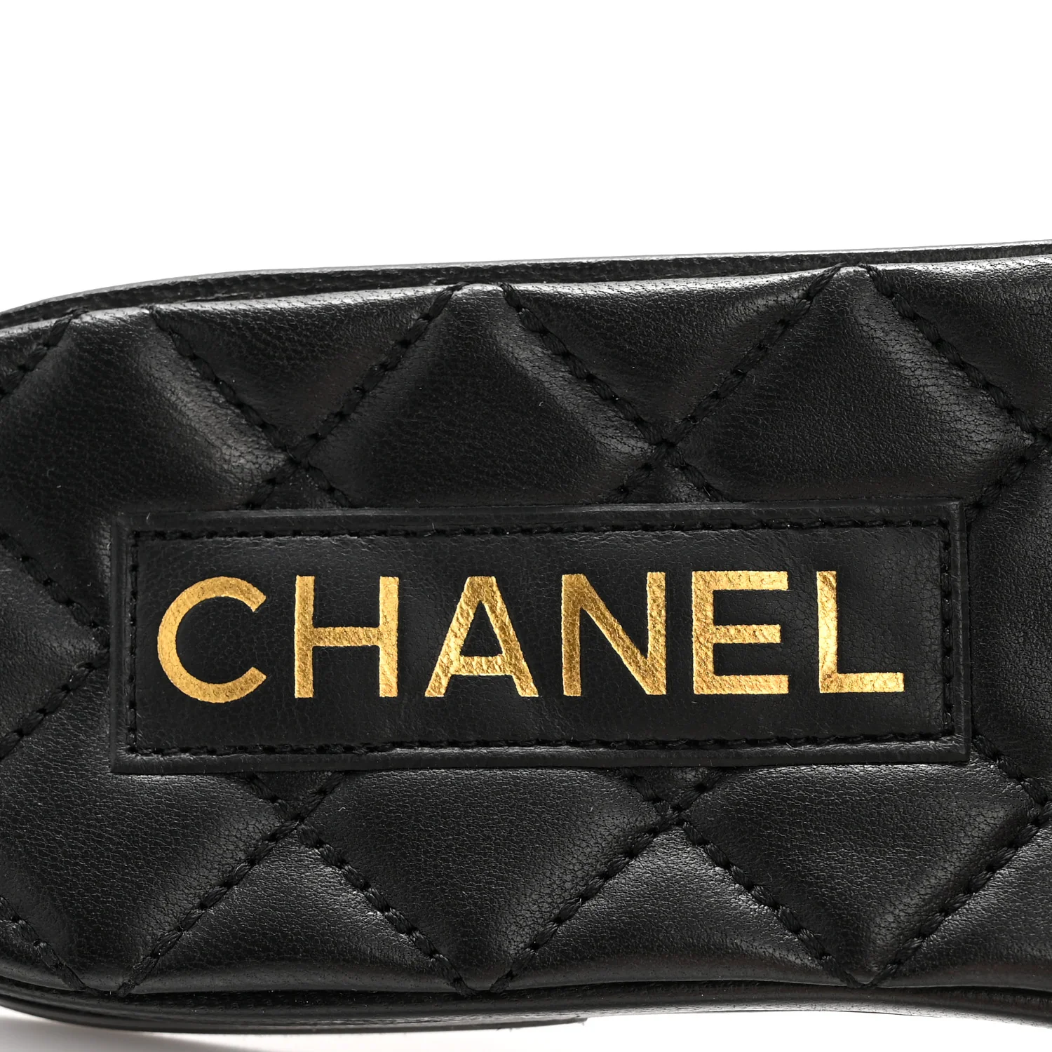 Shiny Goatskin Quilted CC Mules Sandals 36.5 Black - Image 16