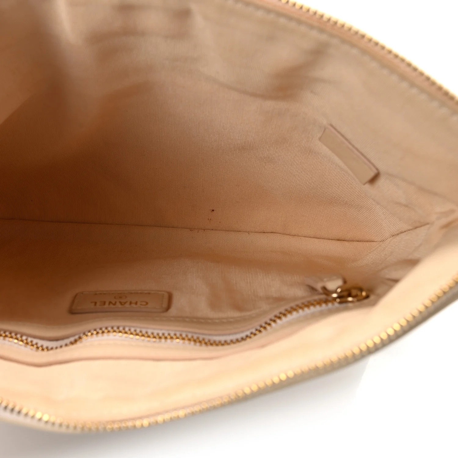 Shiny Goatskin Quilted Chanel 19 Pouch Beige - Image 5