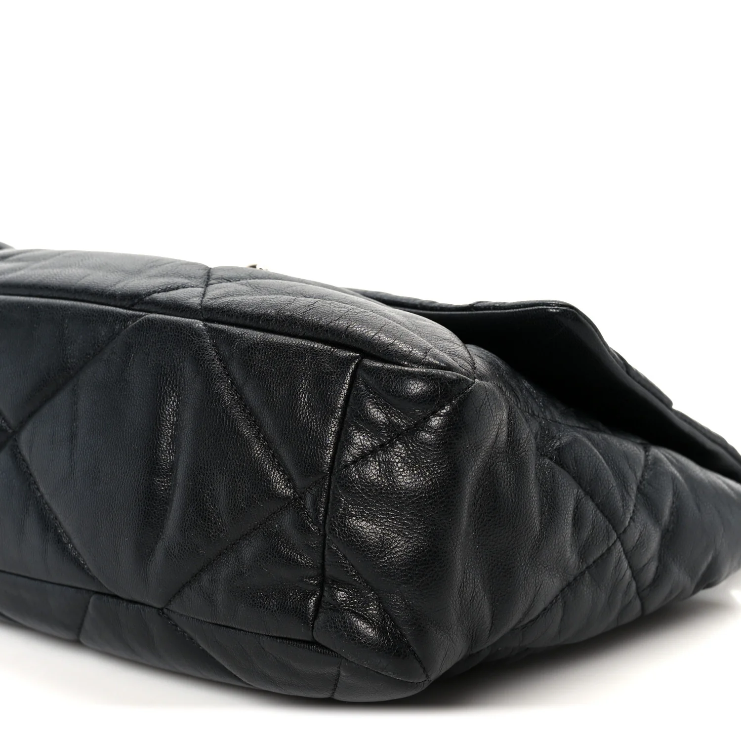 Shiny Goatskin Quilted Large Chanel 19 Flap Black - Image 10
