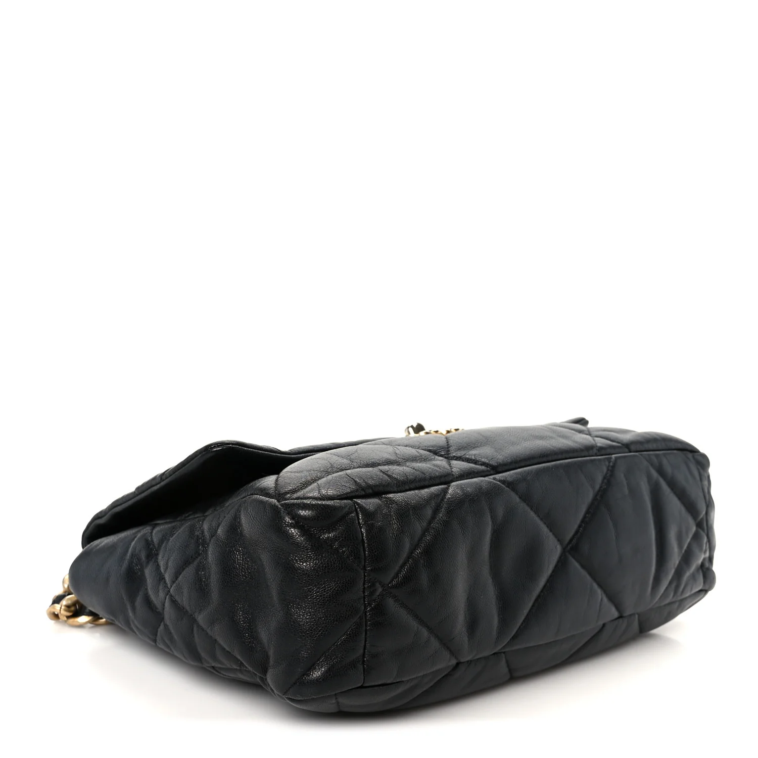 Shiny Goatskin Quilted Large Chanel 19 Flap Black - Image 4