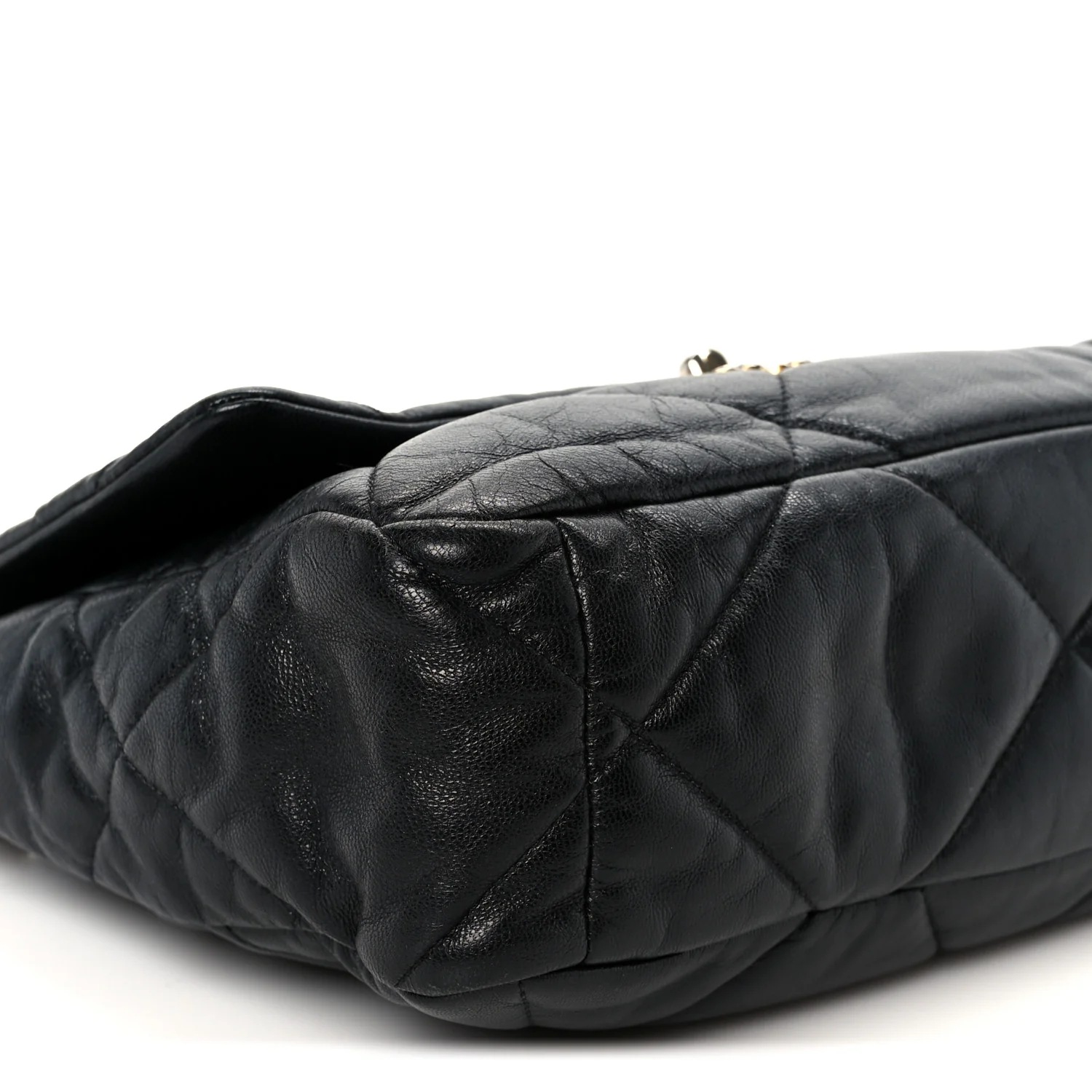Shiny Goatskin Quilted Large Chanel 19 Flap Black - Image 9