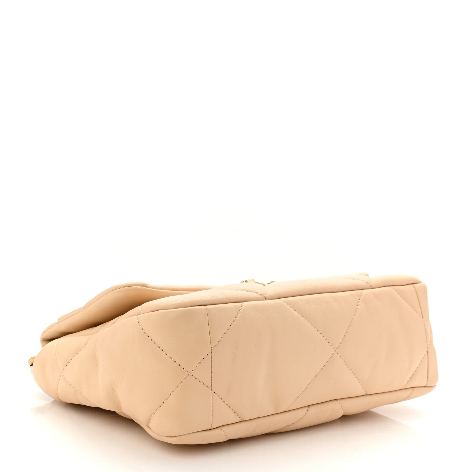 Shiny Goatskin Quilted Medium Chanel 19 Flap Beige - Image 4