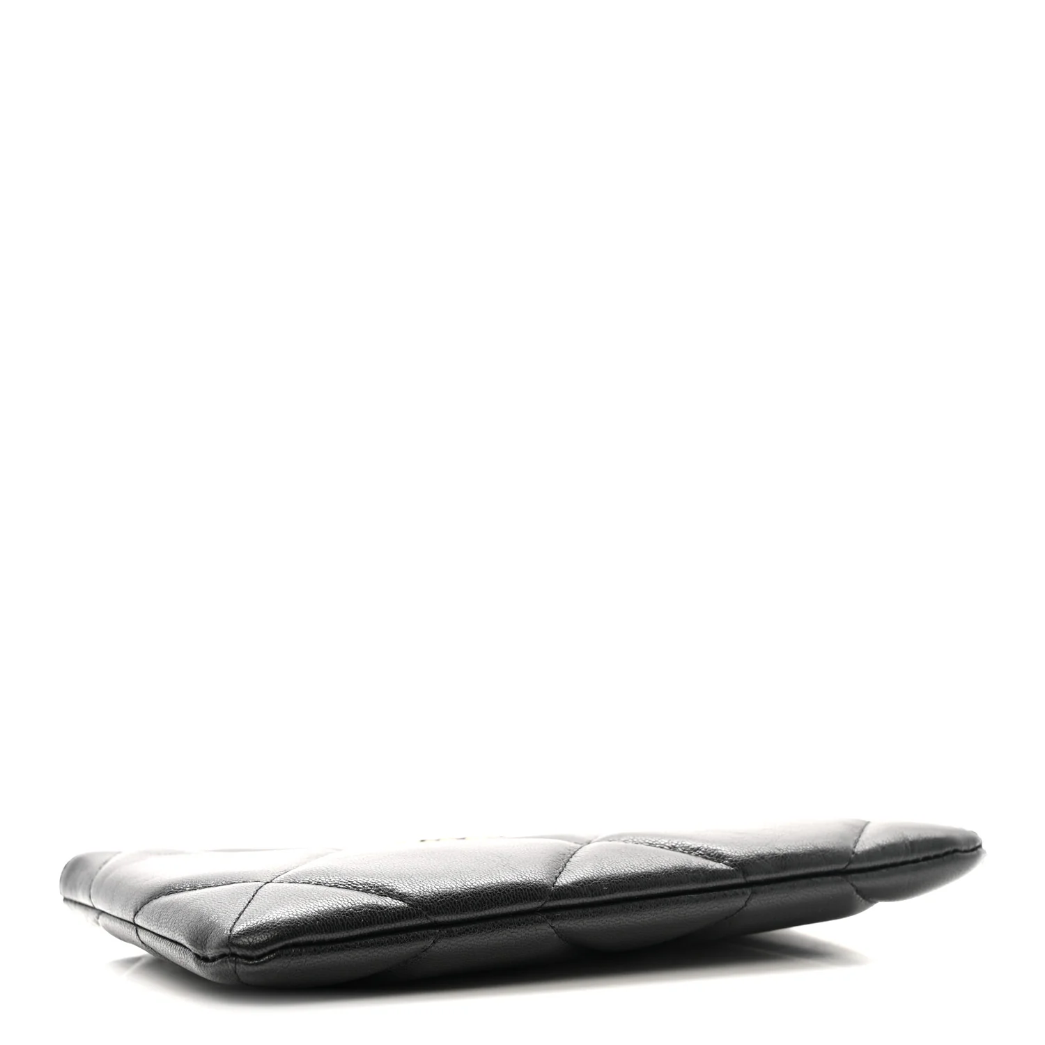 Shiny Goatskin Quilted Small Chanel 19 Pouch Black - Image 4