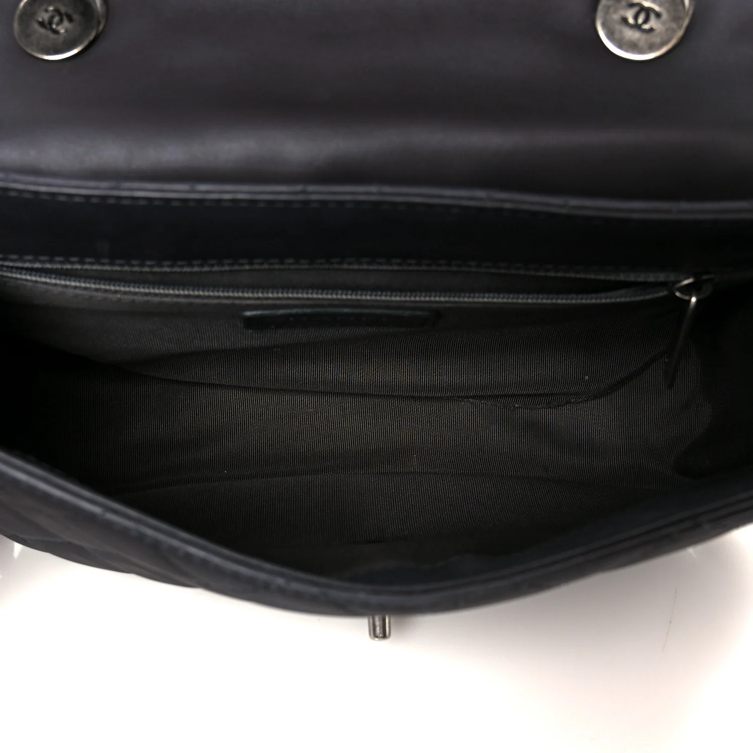 Shiny Goatskin Quilted Small Double Chained Messenger Flap Black - Image 5