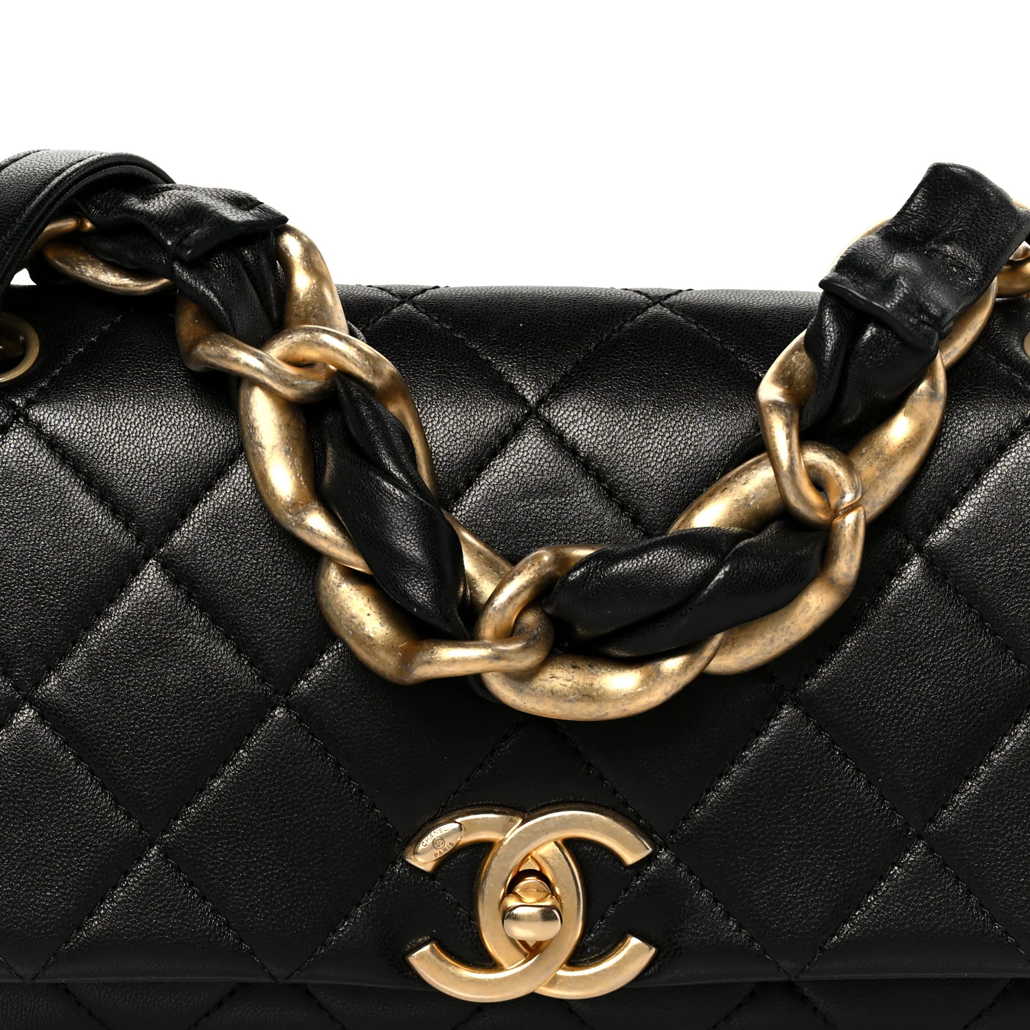 Shiny Lambskin Chain Is More Flap Black - Image 8