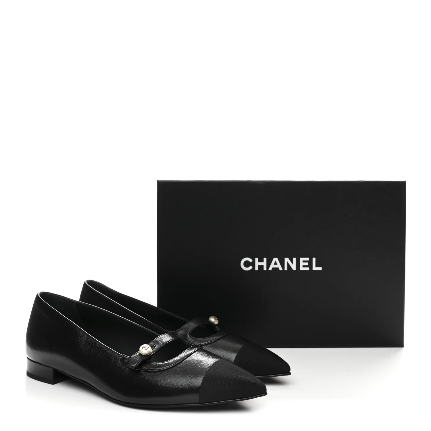 Shiny Lambskin Grosgrain Pearl Mary Jane Flats 40 Black - Image 10