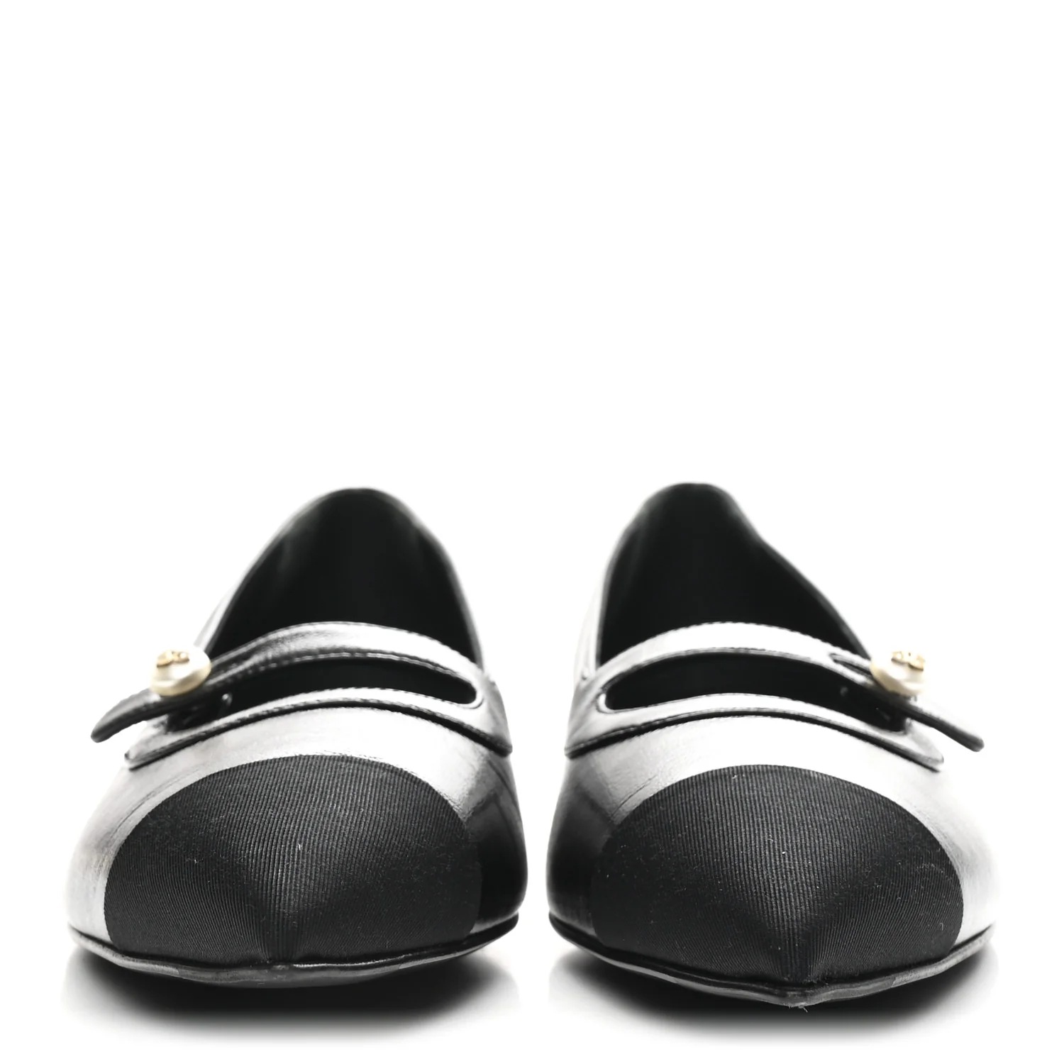 Shiny Lambskin Grosgrain Pearl Mary Jane Flats 40 Black - Image 3