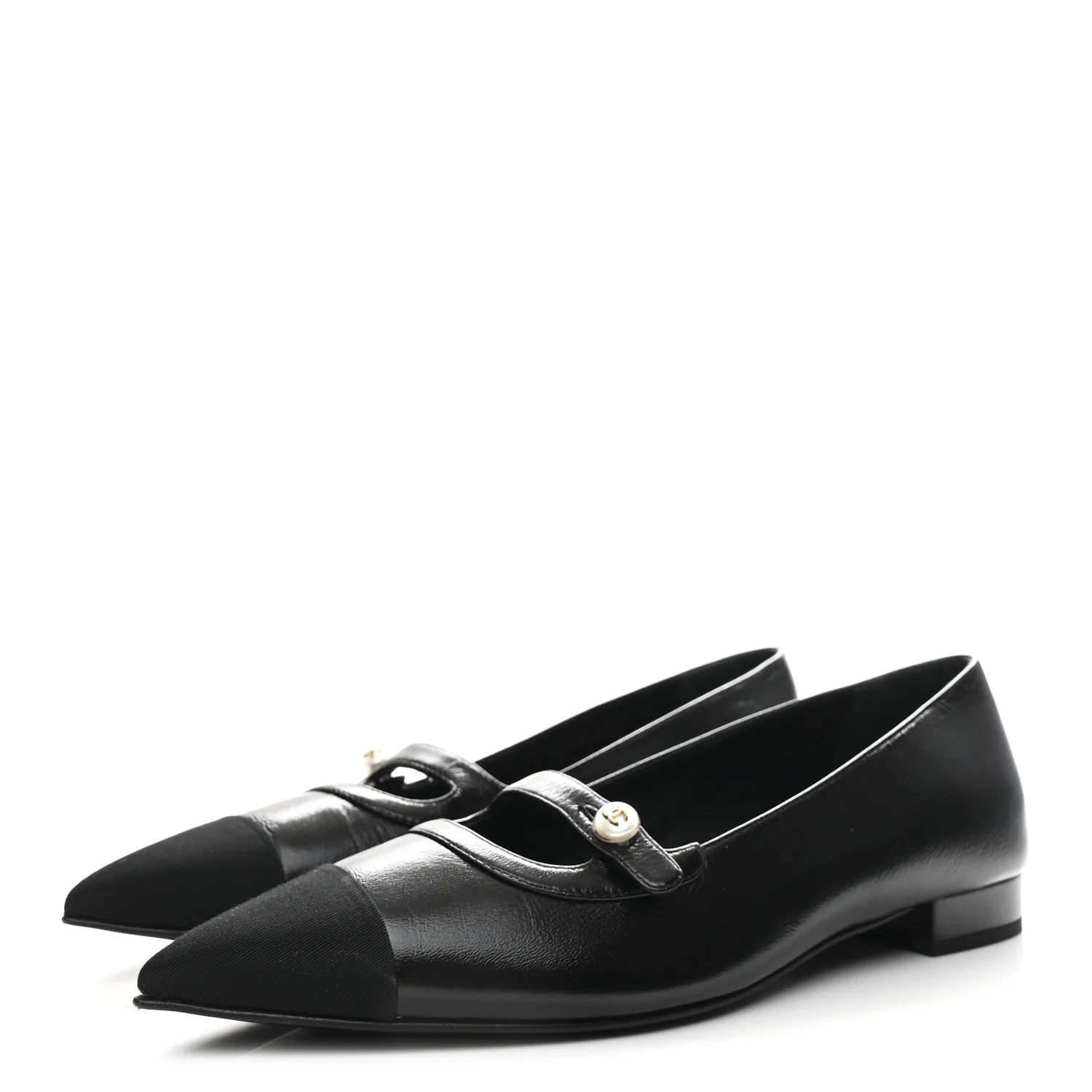 Shiny Lambskin Grosgrain Pearl Mary Jane Flats 40 Black - Image 4