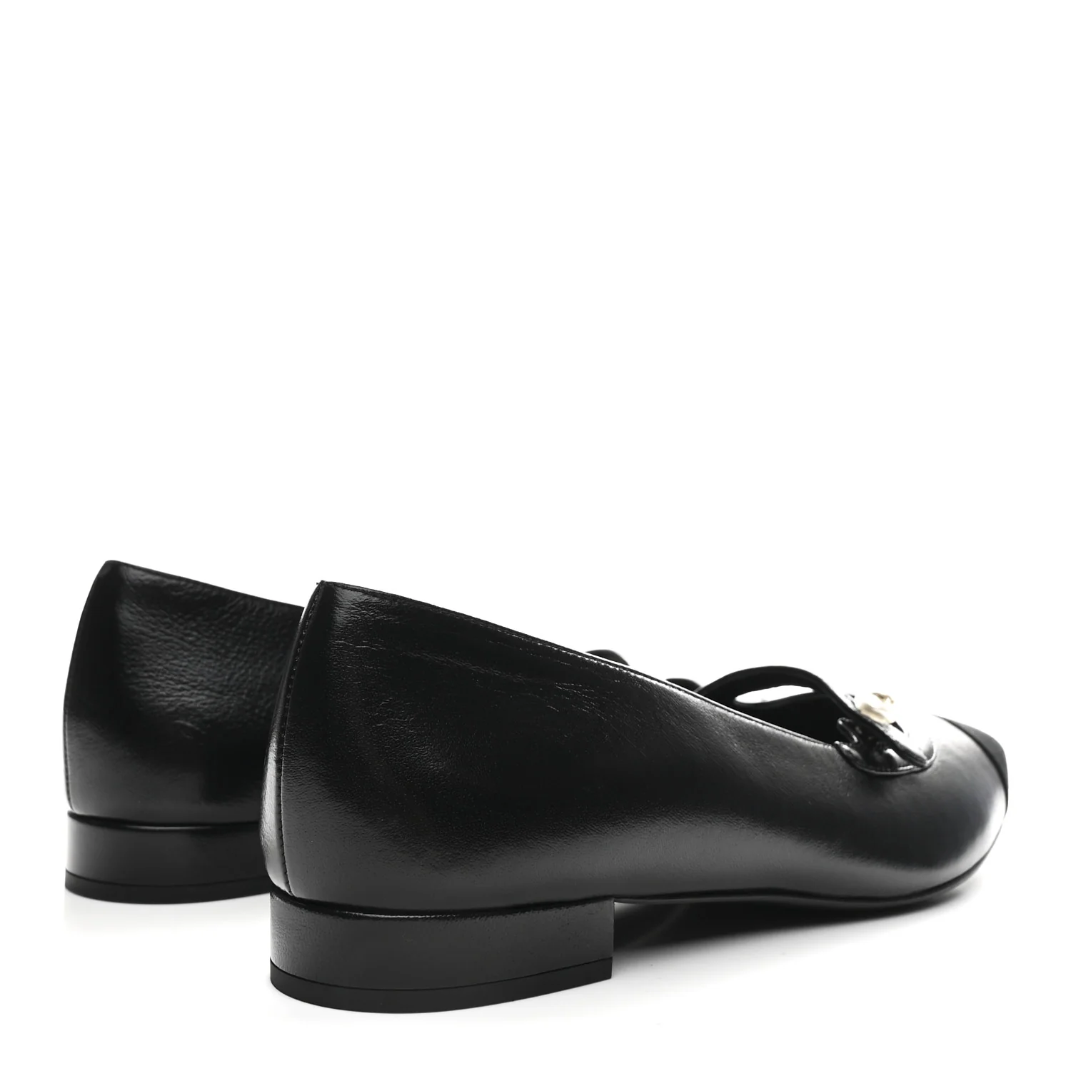 Shiny Lambskin Grosgrain Pearl Mary Jane Flats 40 Black - Image 5