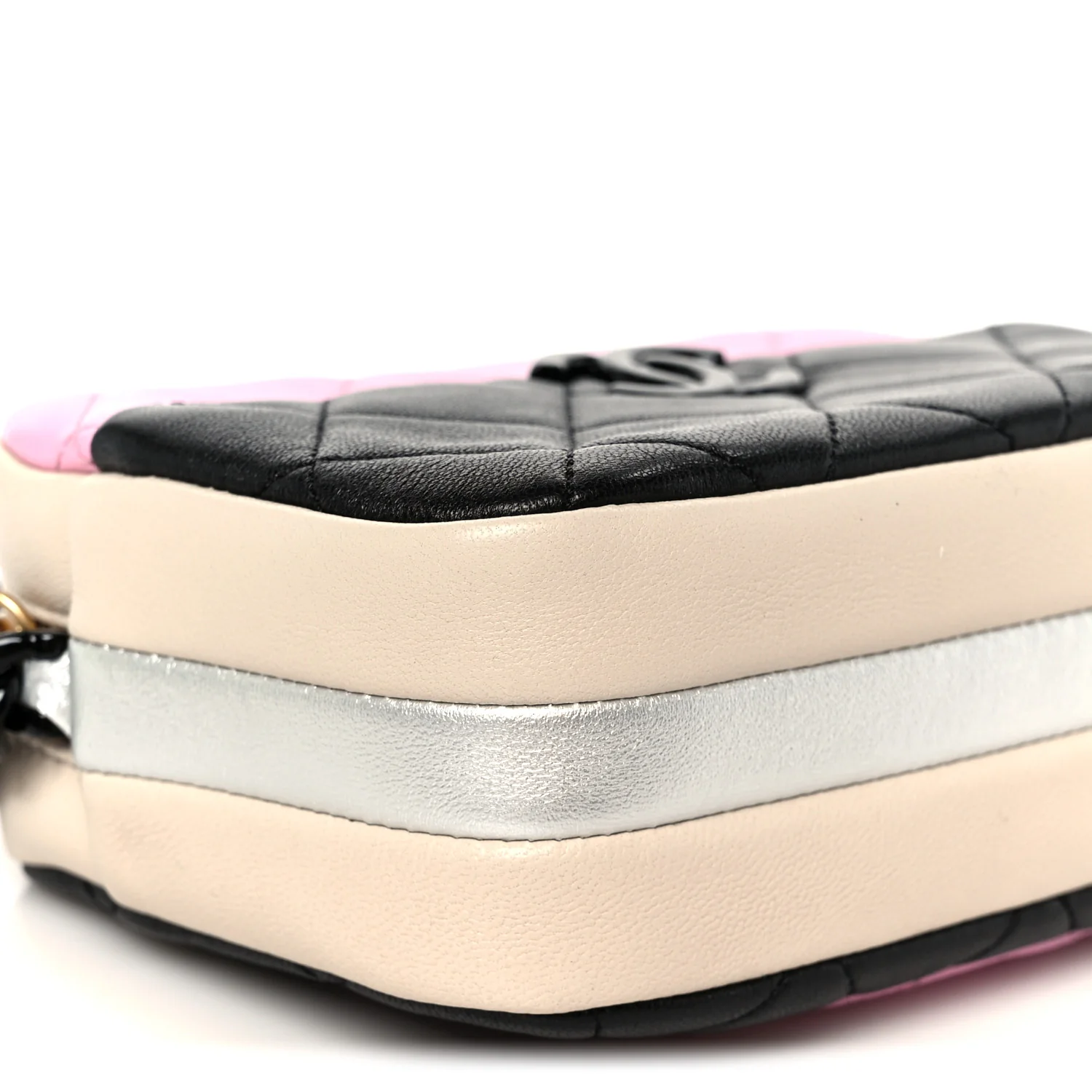 Shiny Lambskin Monochrome Chain Mini Camera Case Bag Pink Black Silver - Image 9