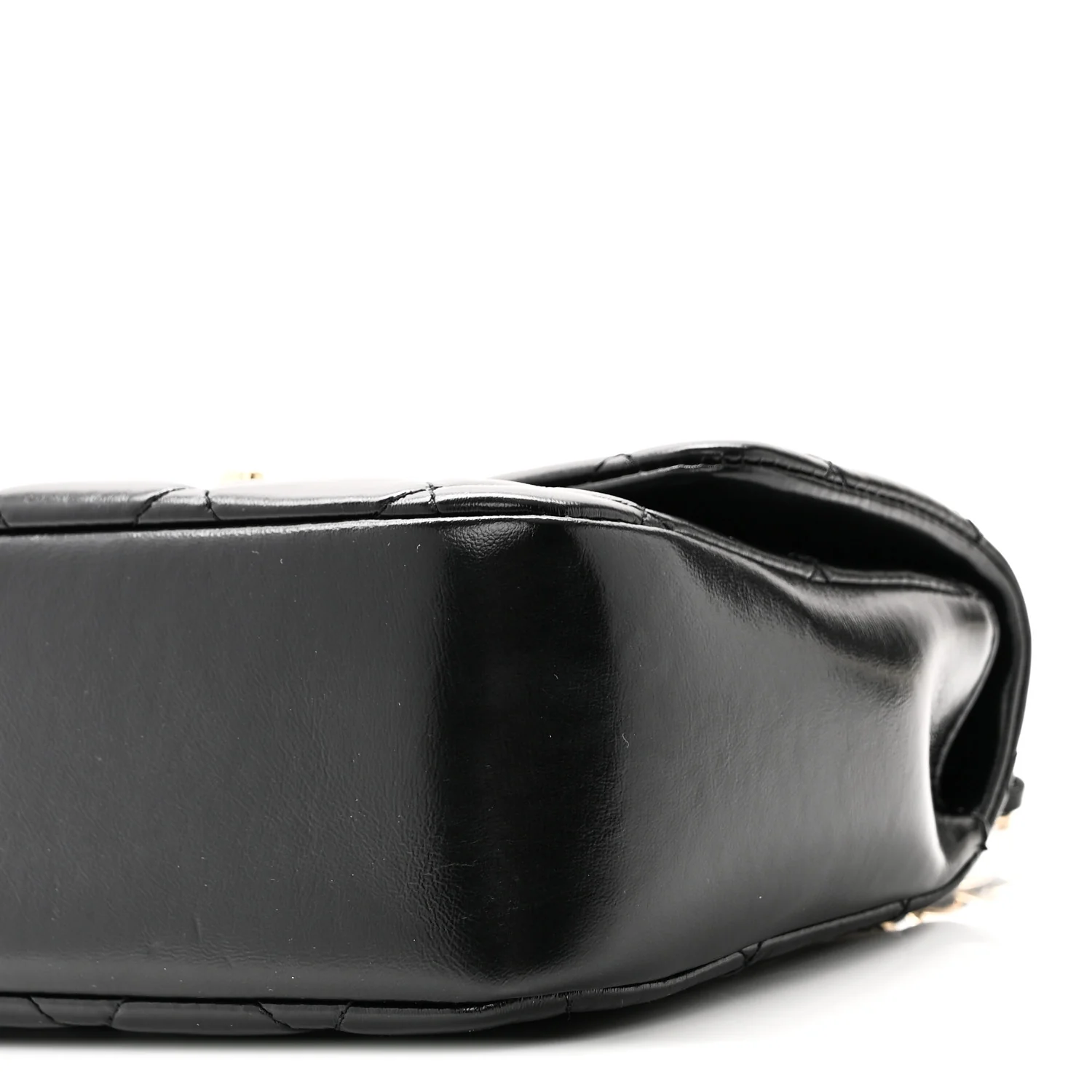 Shiny Lambskin Quilted Coco Trip Flap Bag Black - Image 10