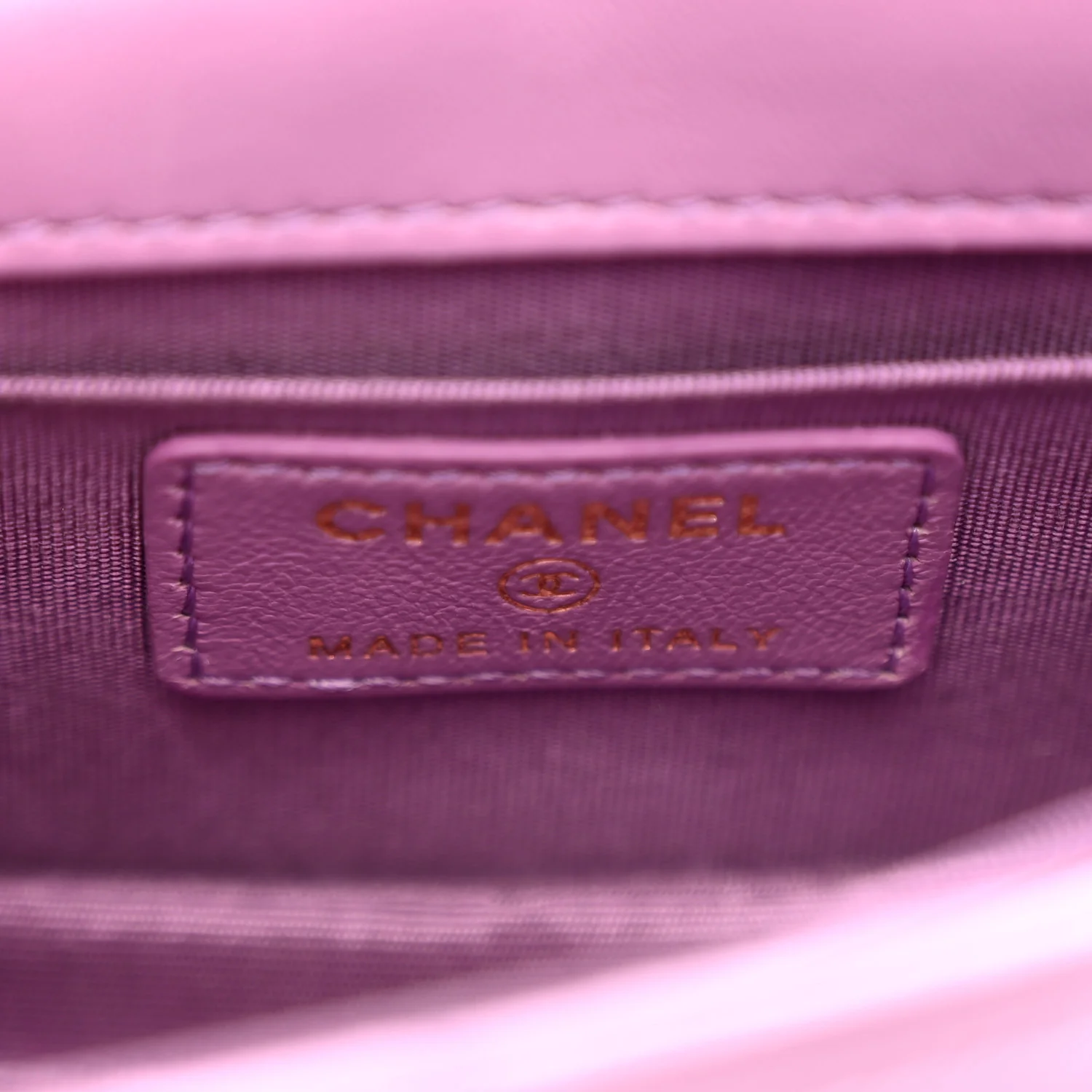 Shiny Lambskin Quilted Extra Mini Flap Purple - Image 6