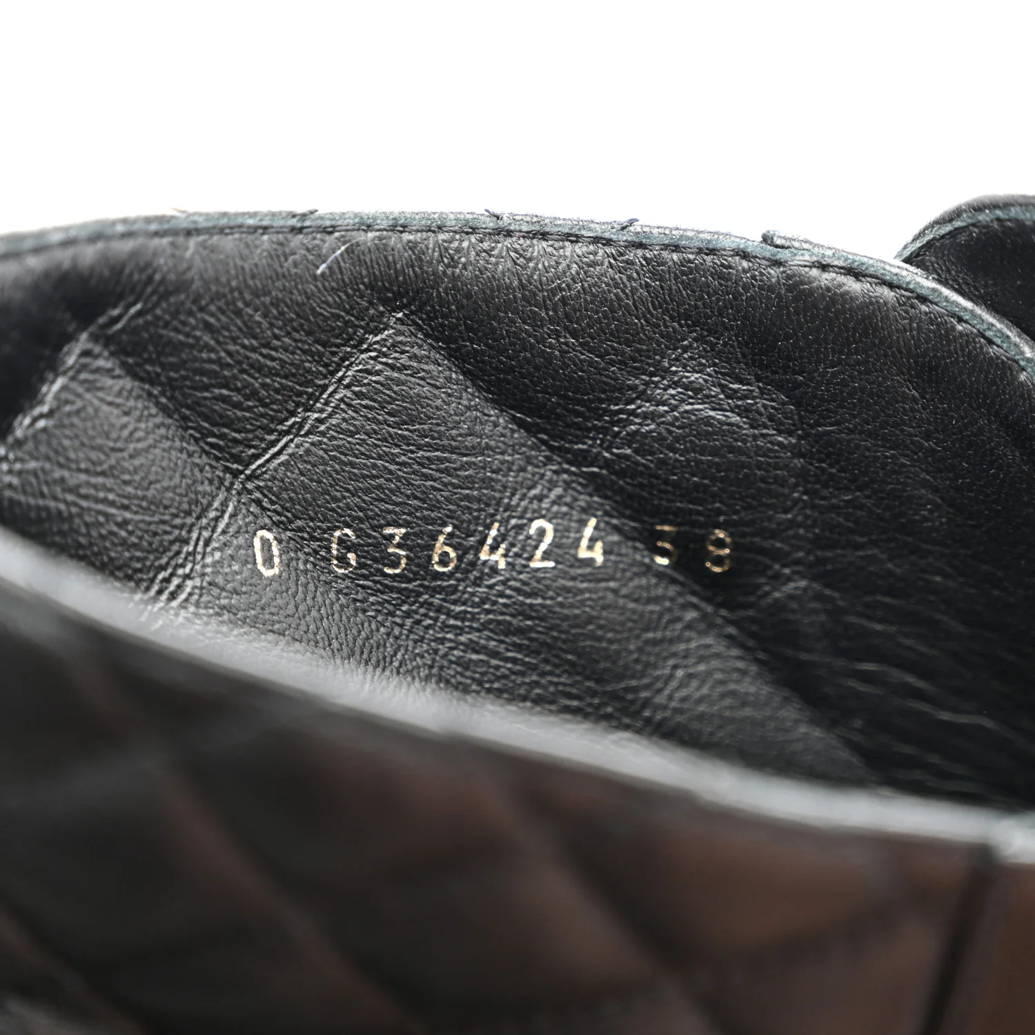 Shiny Lambskin Quilted Lace Up Combat Boots 38 Black - Image 8