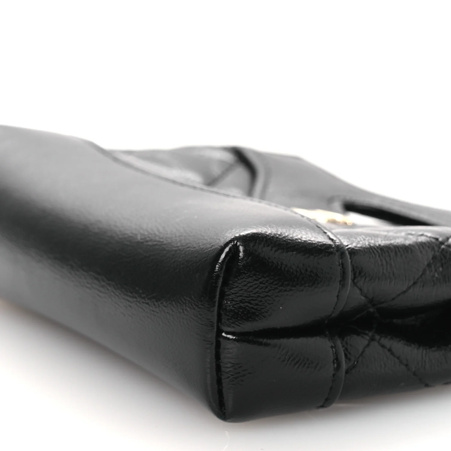 Shiny Lambskin Quilted Micro 31 Clutch With Chain Black - Image 10