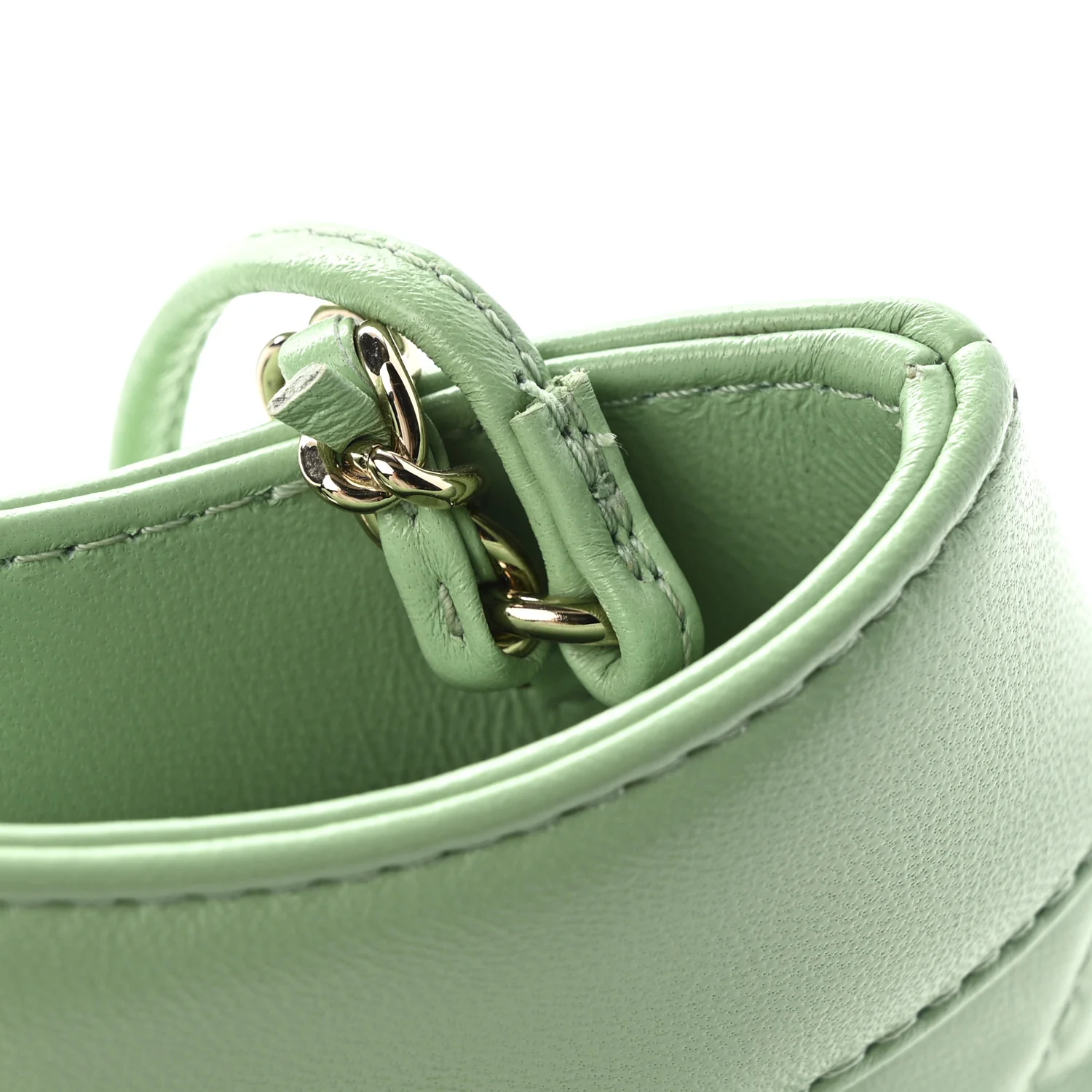 Shiny Lambskin Quilted Mini 31 Shopping Bag Light Green - Image 12