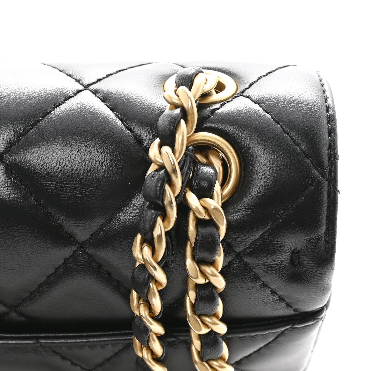 Shiny Lambskin Quilted Mini Maxi CC Flap Black - Image 13