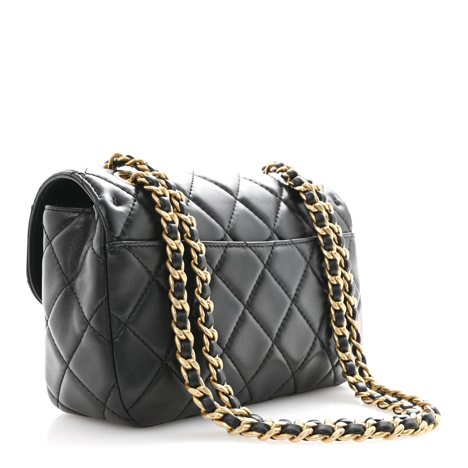 Shiny Lambskin Quilted Mini Maxi CC Flap Black - Image 3