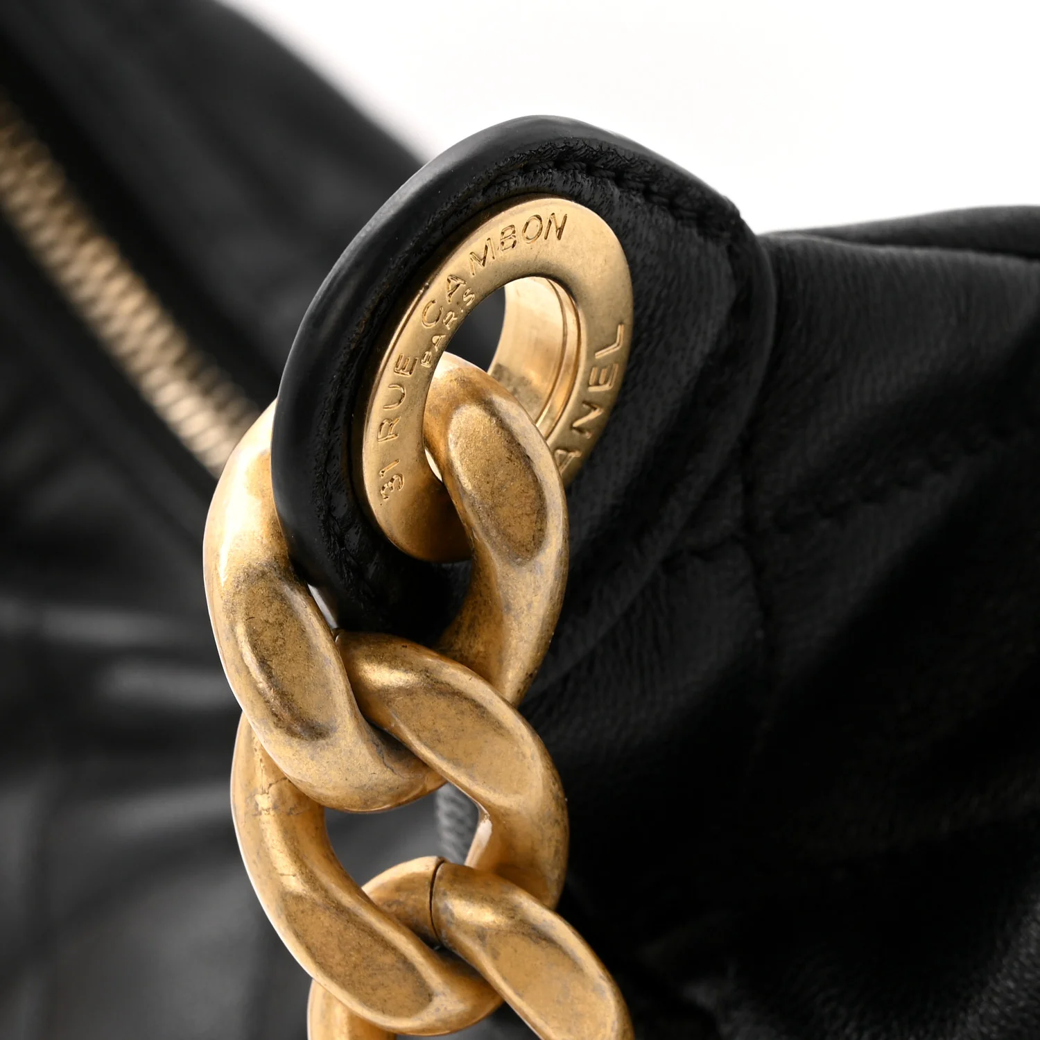 Shiny Lambskin Quilted Trendy Pockets Hobo Black - Image 11