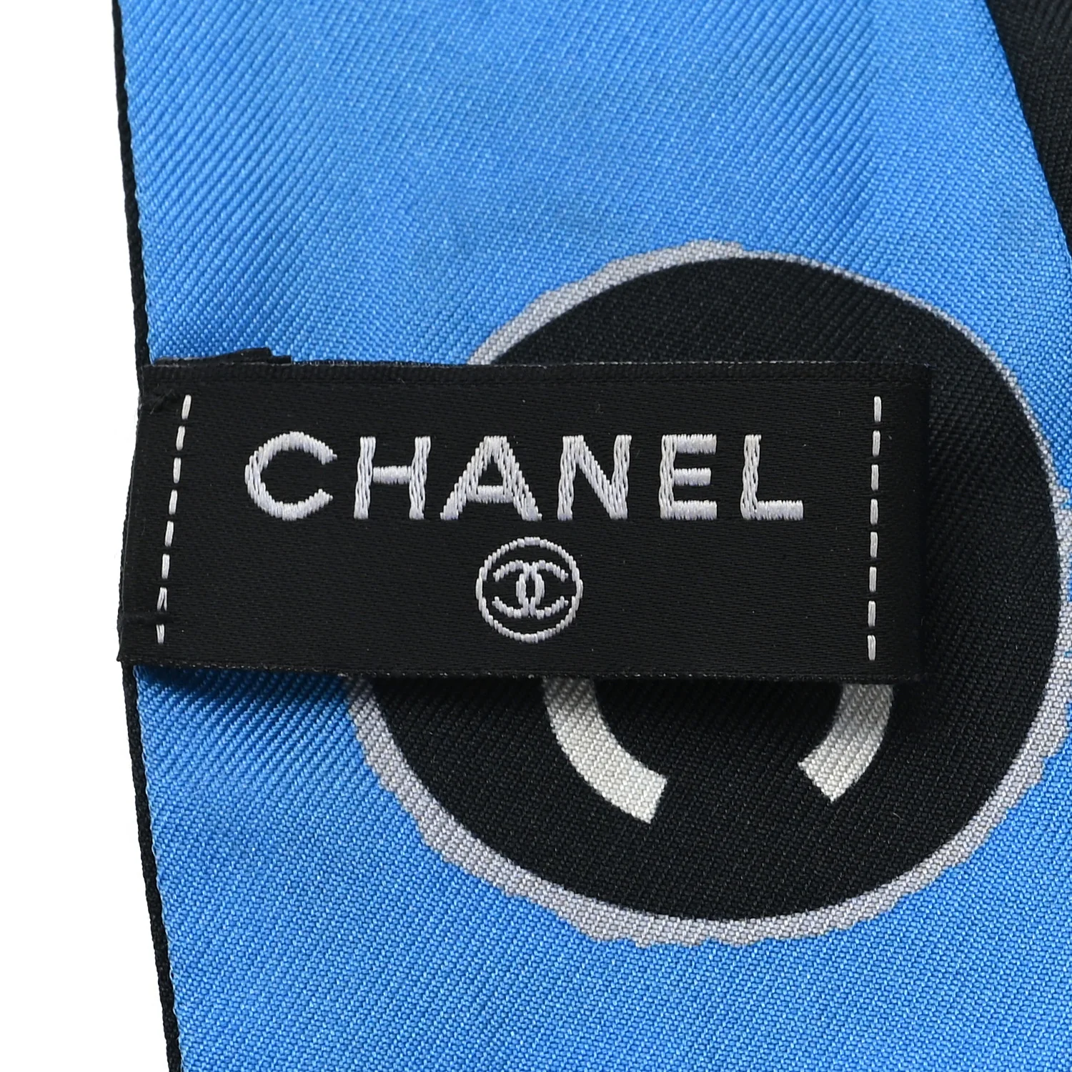 Silk CC Coco 31 Slim Bandeau Scarf Blue Black - Image 3