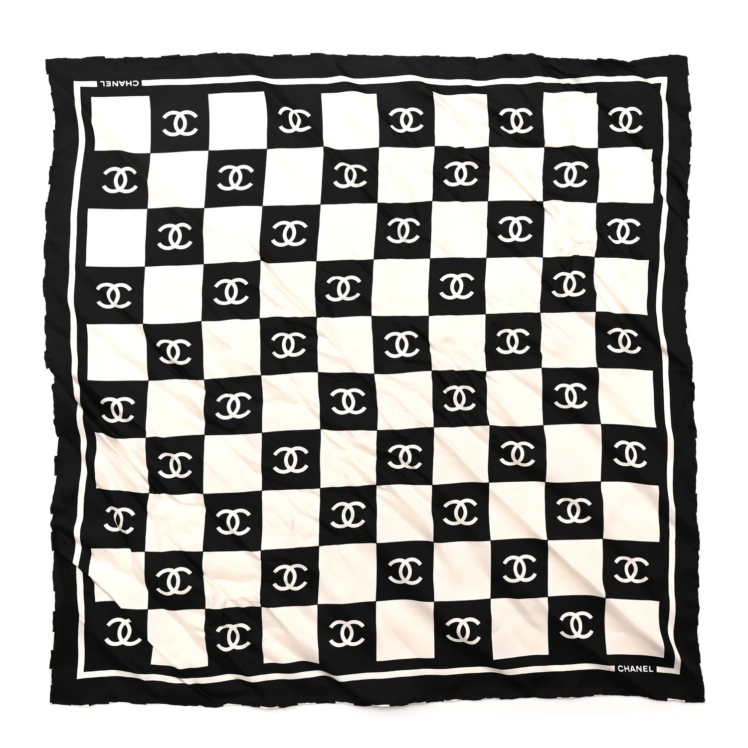 Silk CC Scrunchie and Scarf Hair Tie Set White Black - Image 3