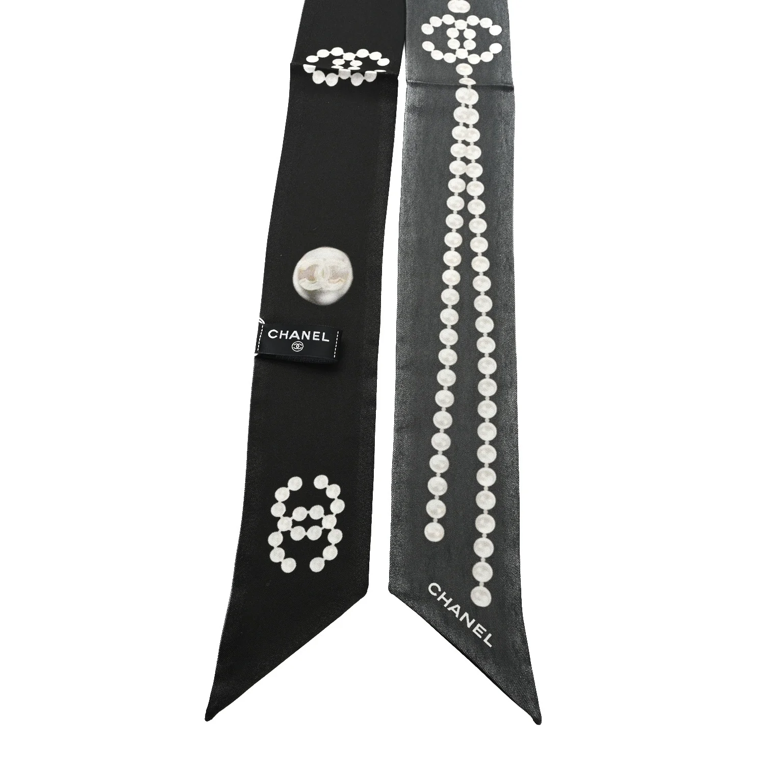 Silk Pearl CC Slim Bandeau Scarf Dark Gray Ecru Anthracite - Image 2