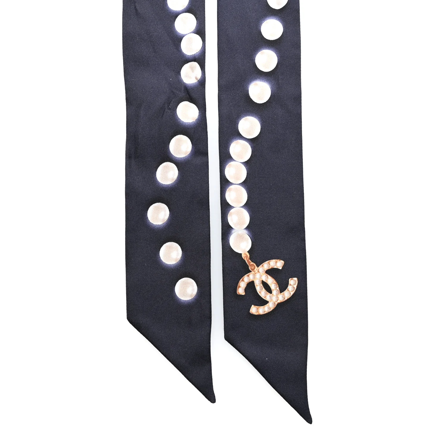 Silk Pearl CC Slim Bandeau Scarf Dark Navy - Image 2