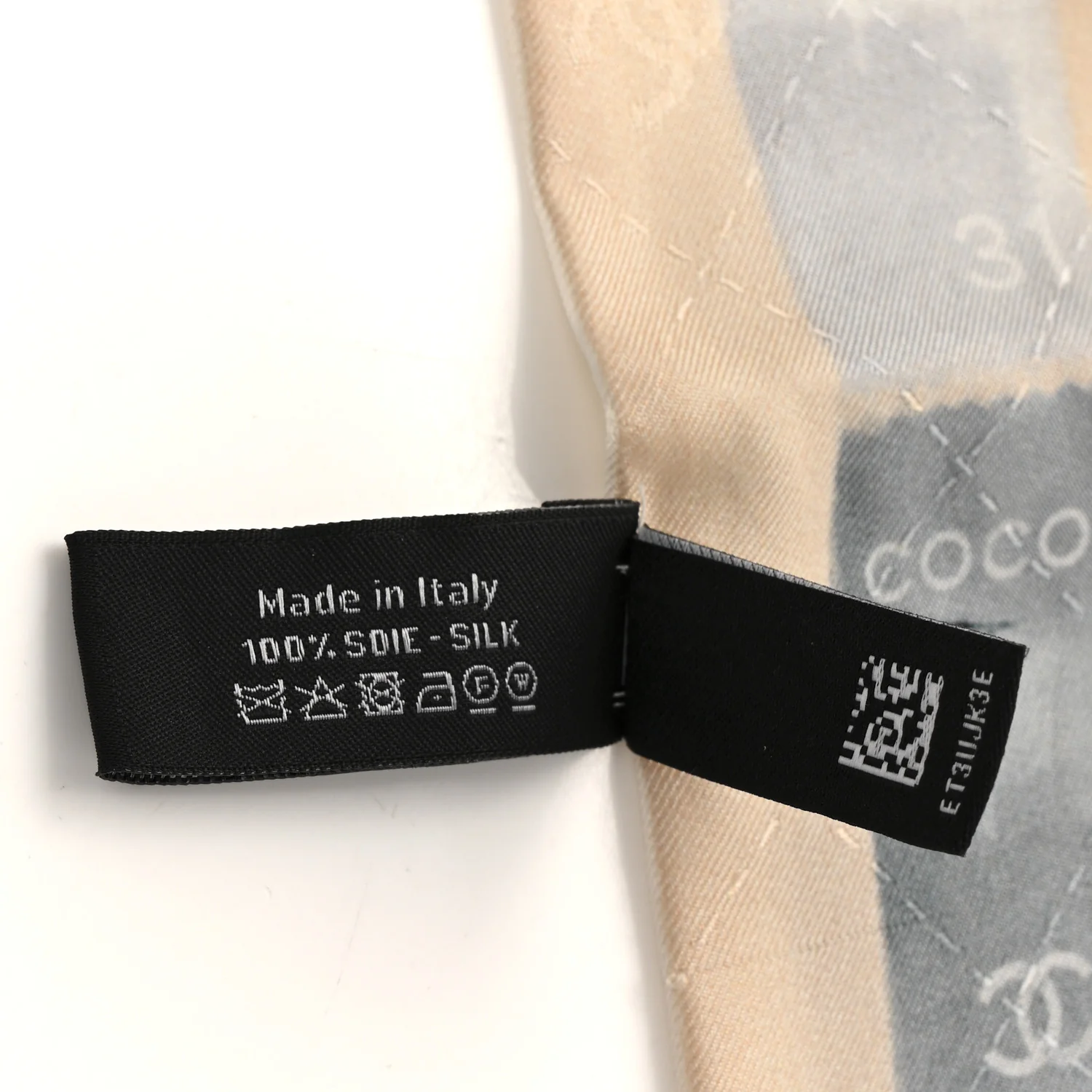 Silk Stamps Slim Bandeau Scarf Ivory Light Pink Multicolor - Image 3